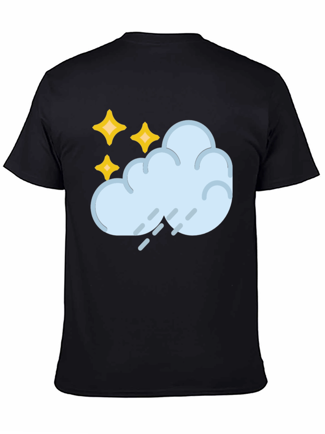 Black Rain Cloud & Stars Graphic Black T-Shirt view 4