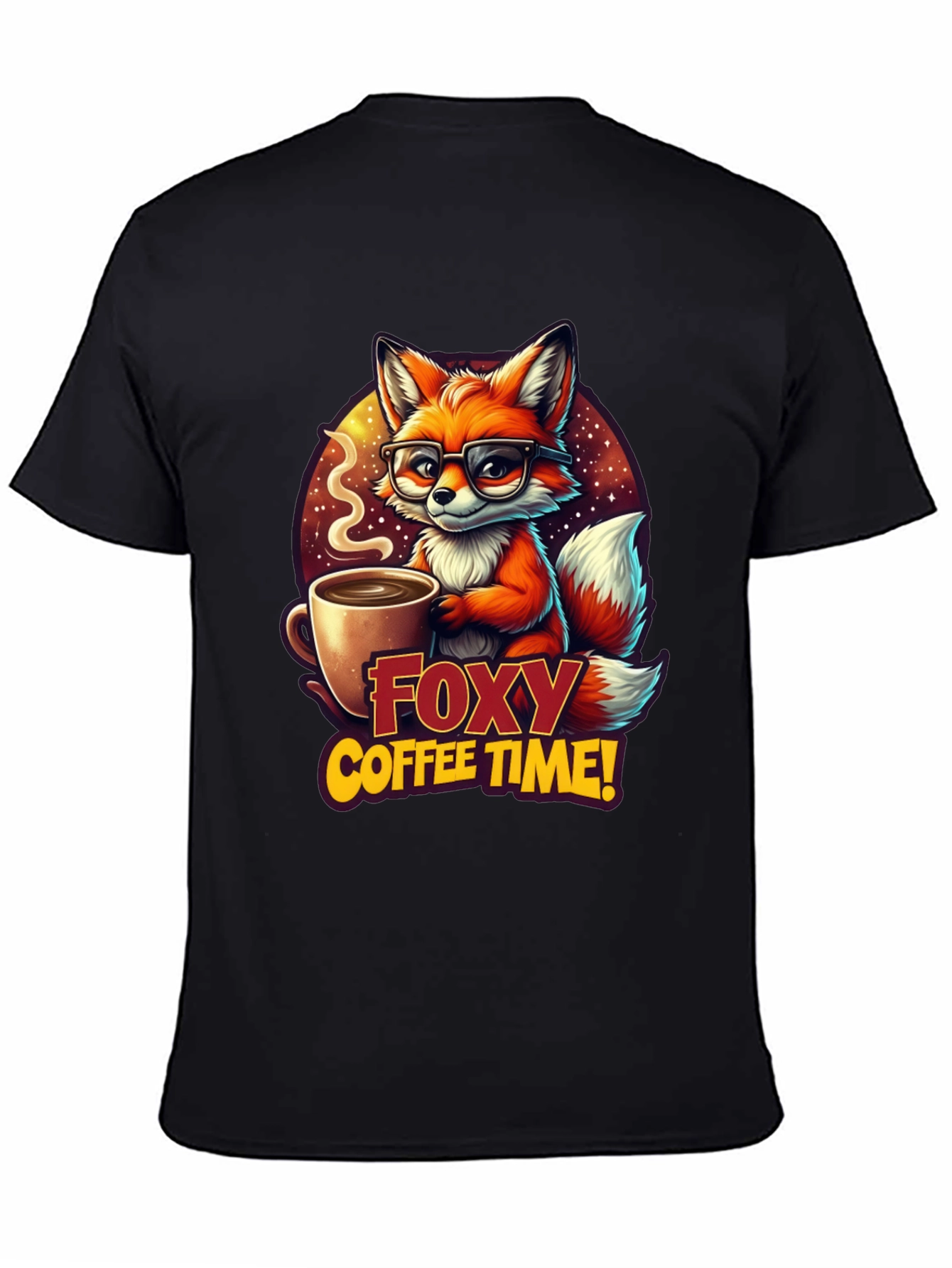 Black Foxy Coffee Time Graphic T-Shirt view 4
