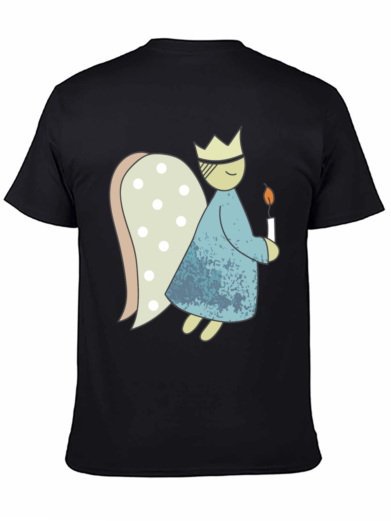 Black Whimsical Angel T-Shirt - Unique Graphic Tee view 4