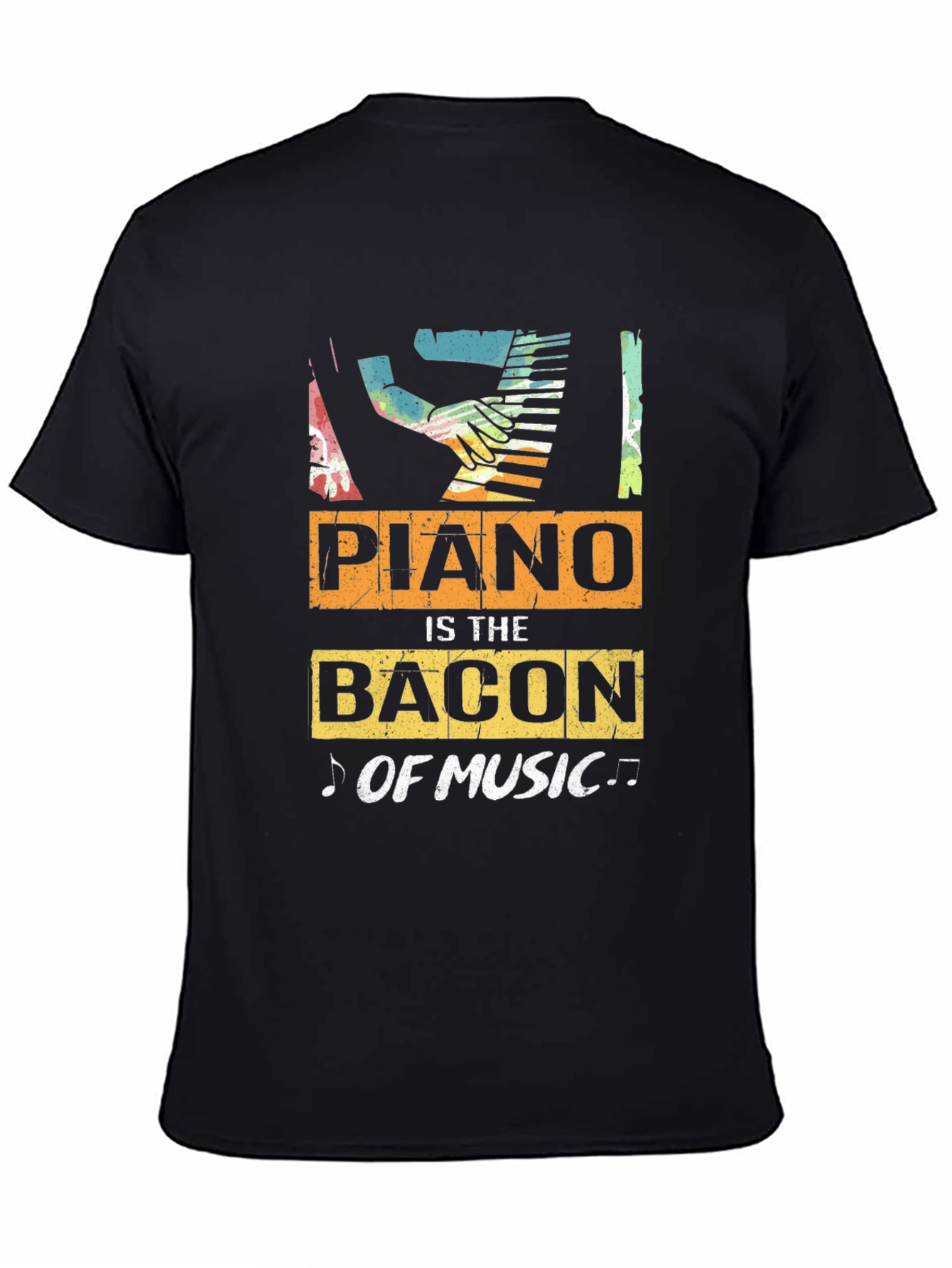 Black Piano is the Bacon of Music T-Shirt view 4