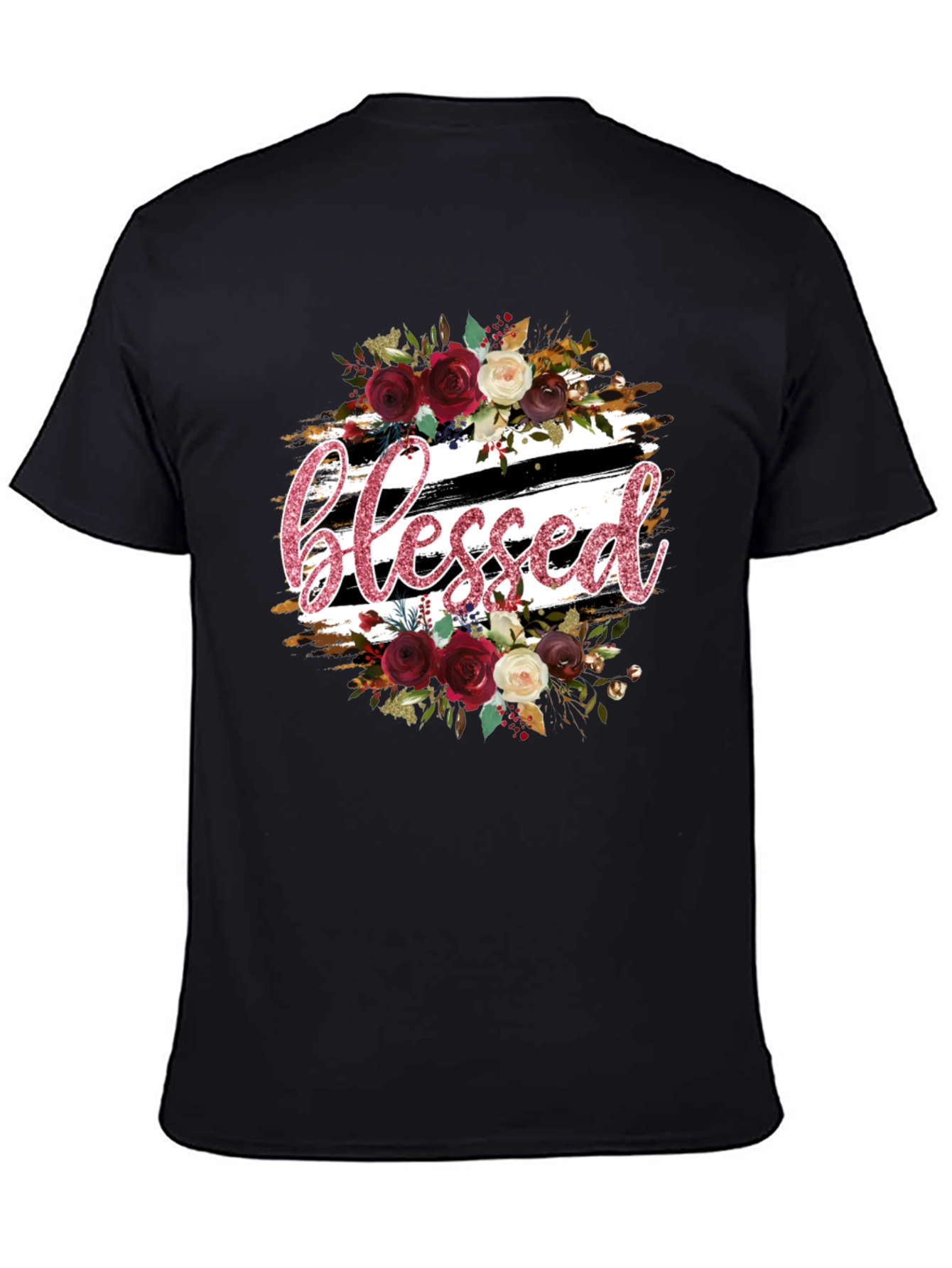Black Blessed Floral Graphic T-Shirt - Stylish & Comfortable view 4