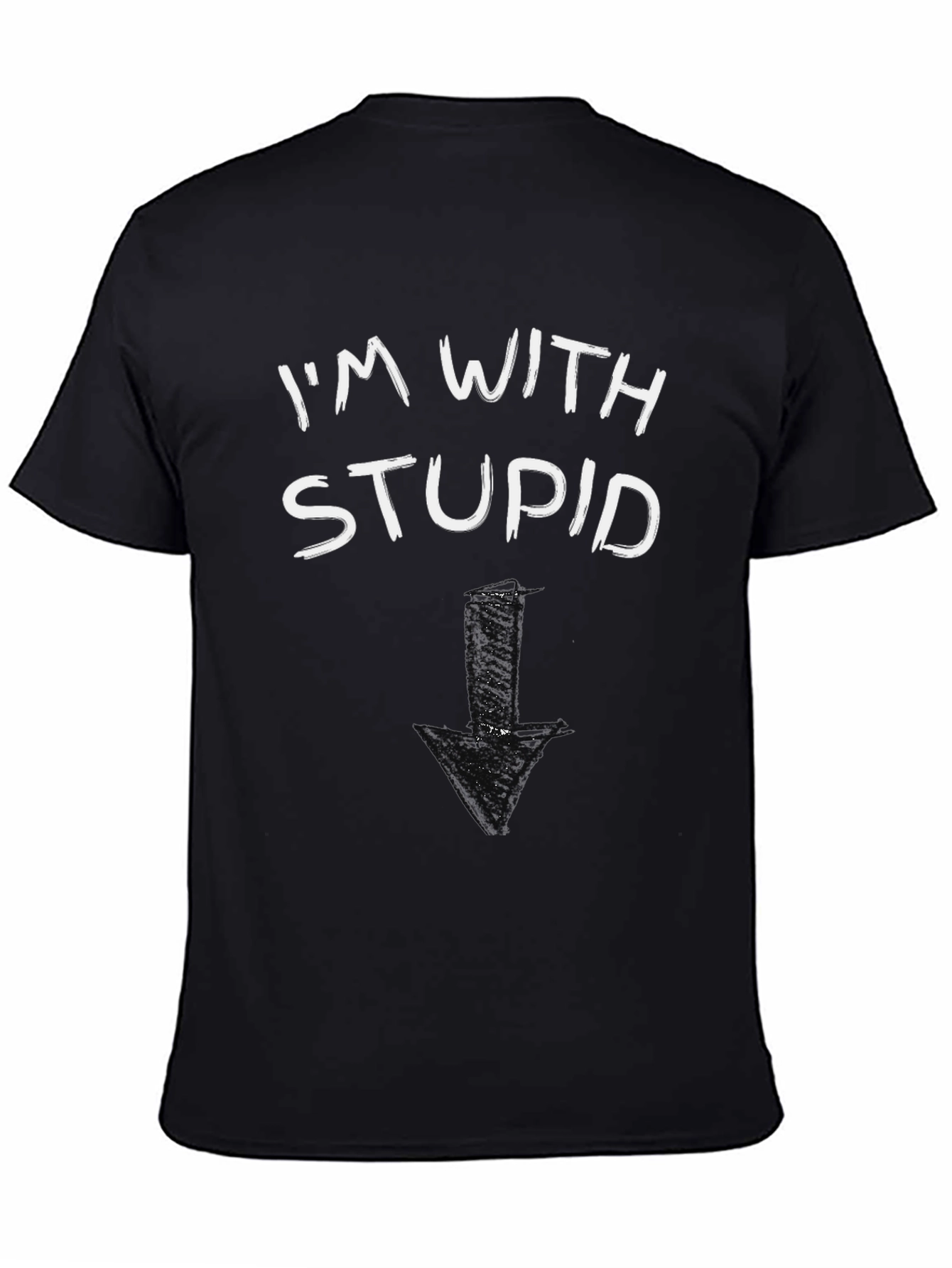 Black I'm With Stupid T-Shirt Funny Arrow Pointing Down view 4