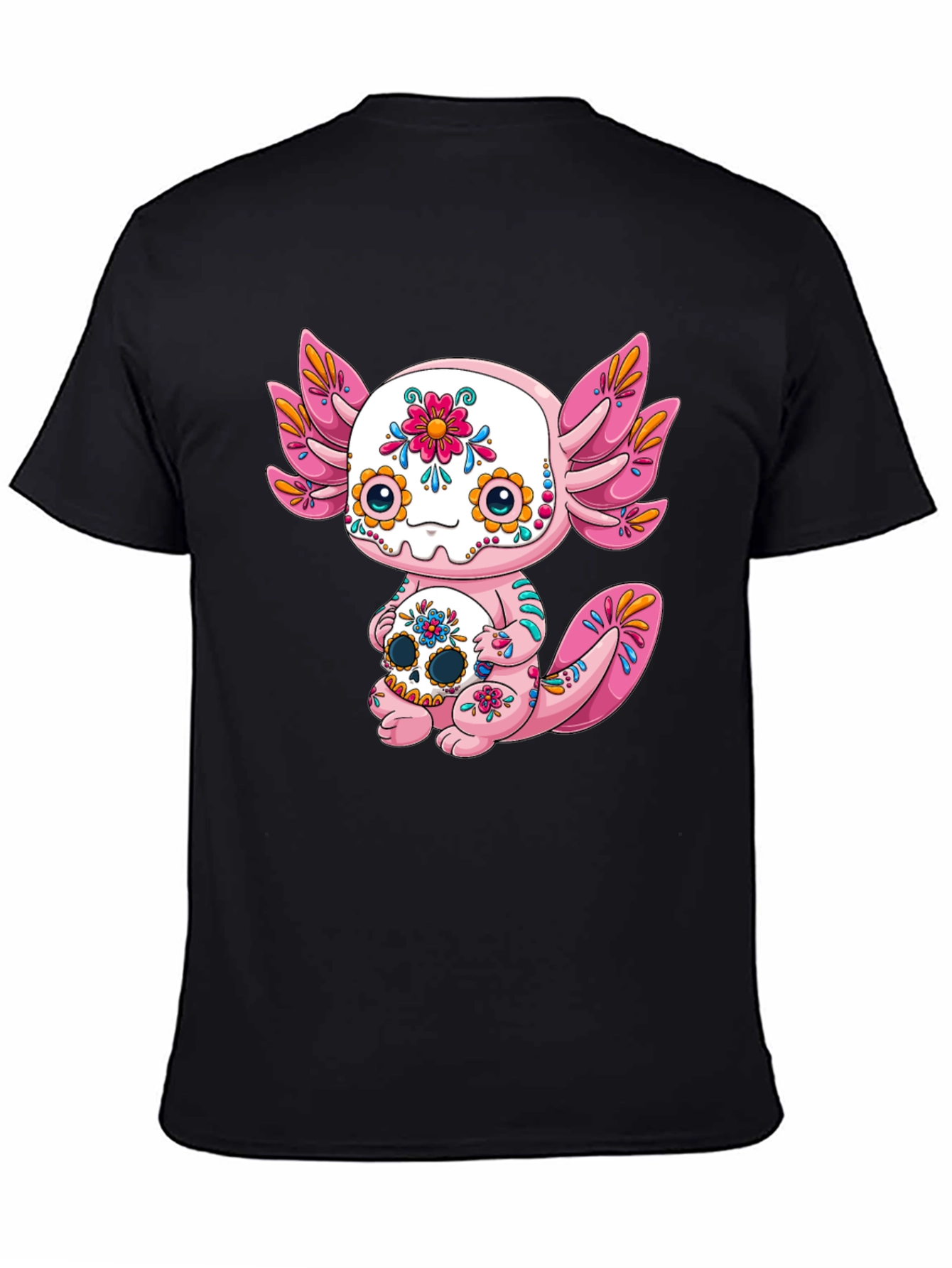 Black Axolotl Sugar Skull Graphic Tee view 4