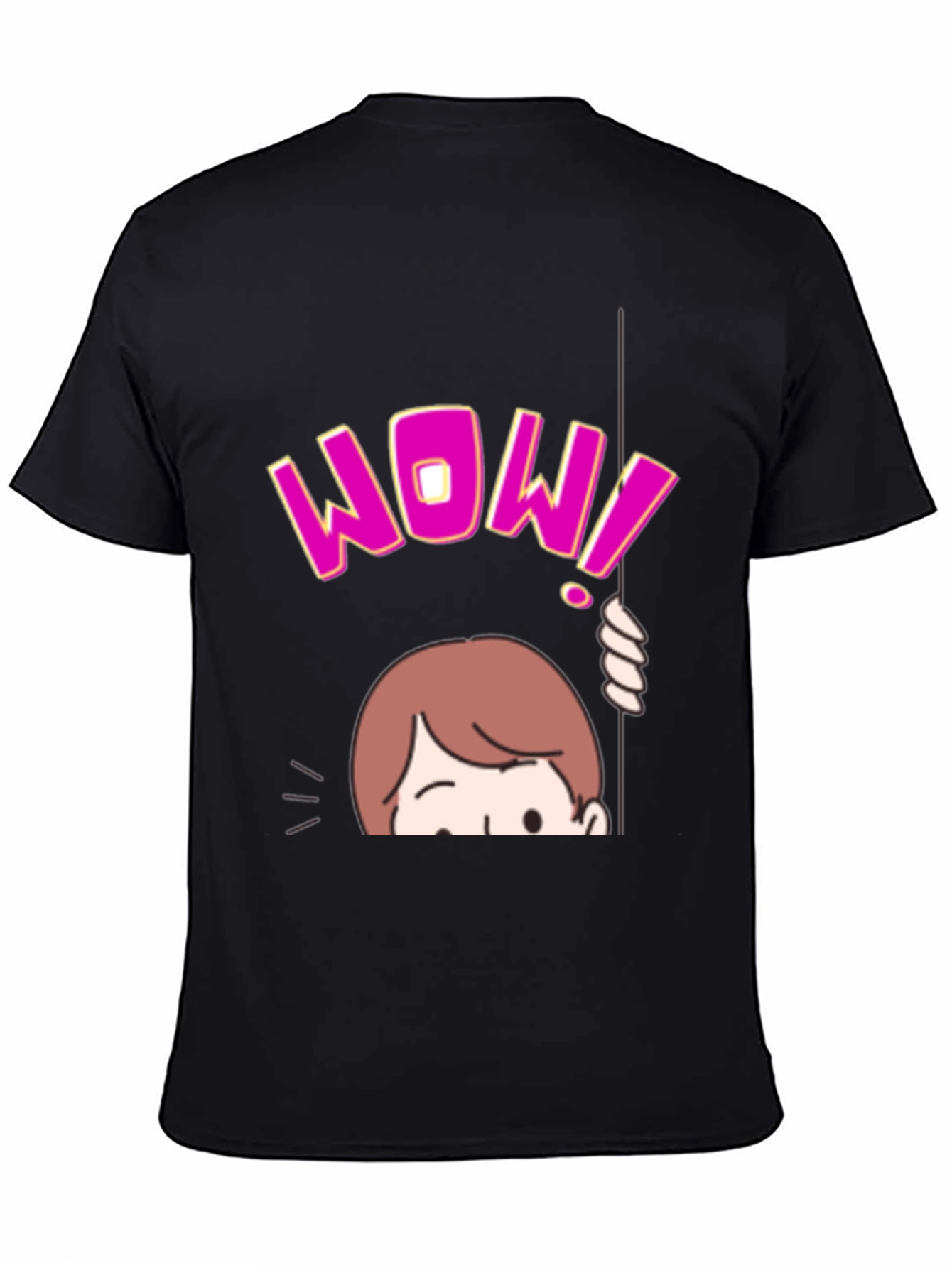 Black WOW! Graphic Print T-Shirt view 4