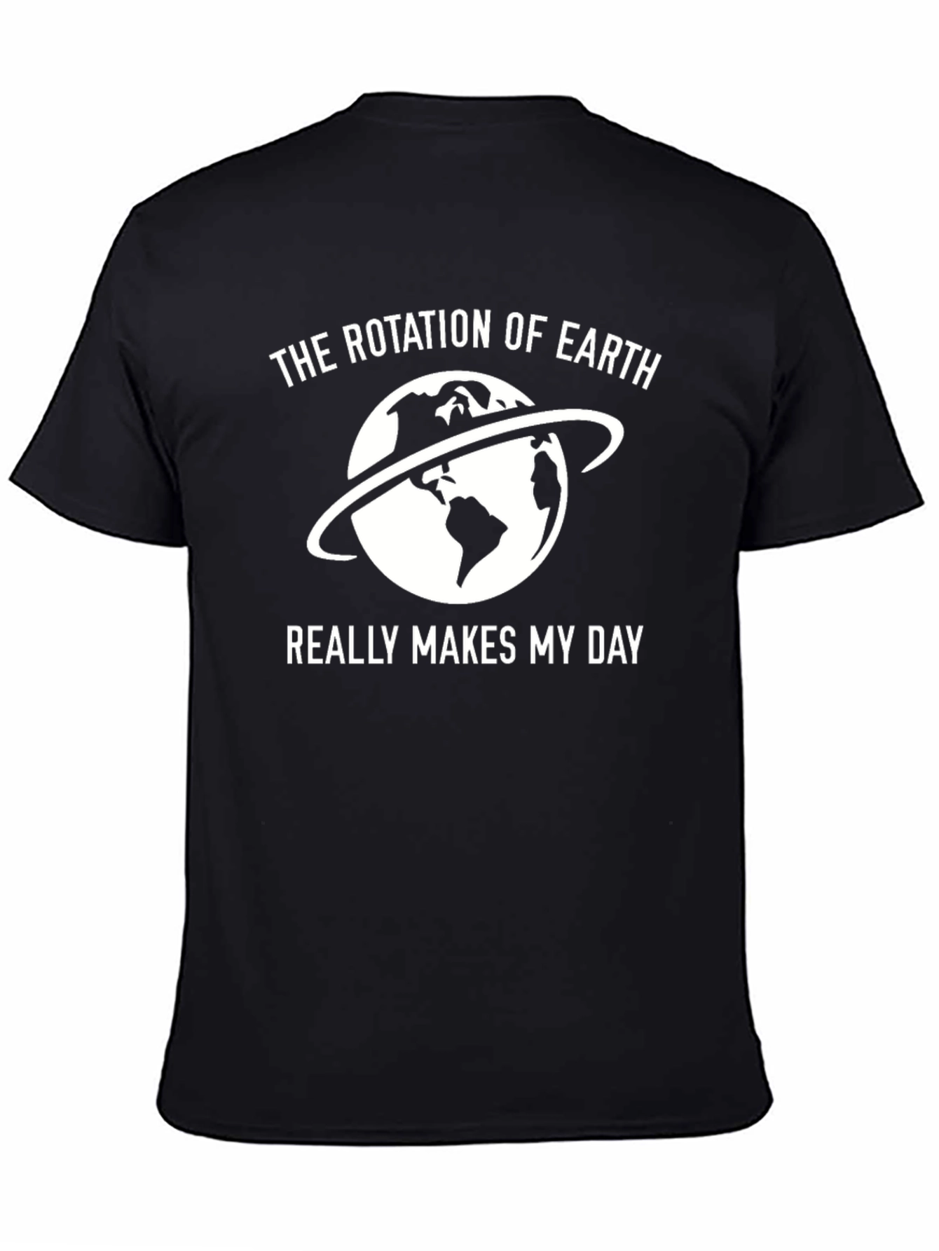 Black Earth Rotation T-Shirt - Makes My Day Black Tee view 4