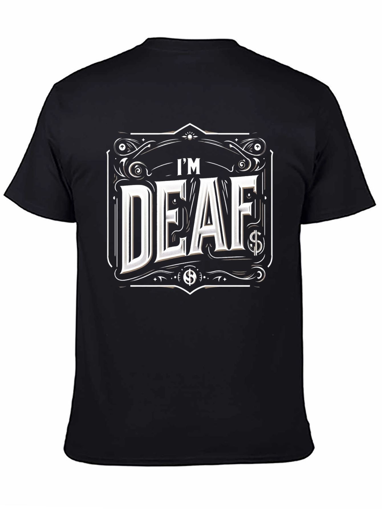 Black I'm Deaf Graphic T-Shirt - Black Cotton Tee view 4