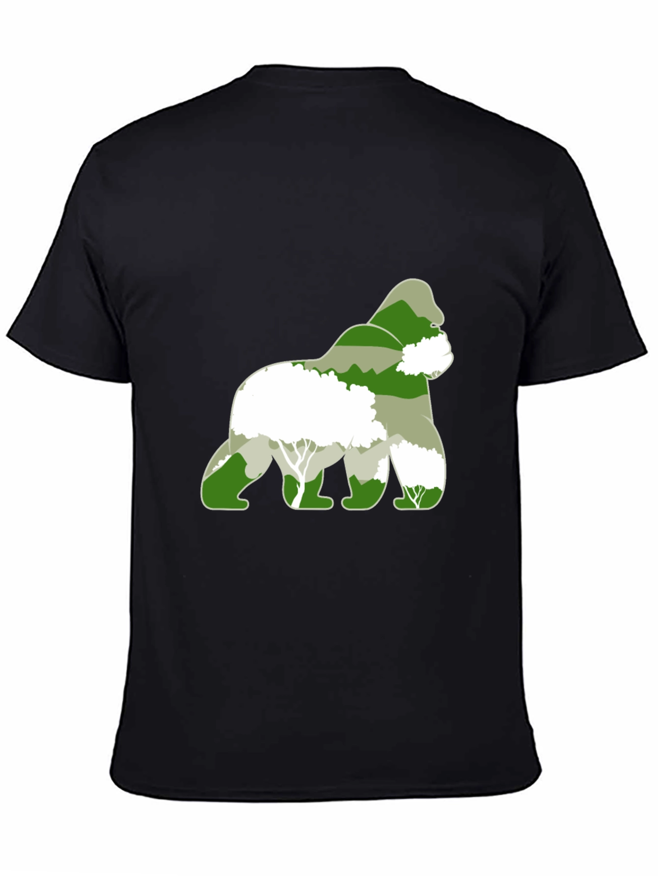 Black Gorilla Forest Graphic T-Shirt - Eco Friendly Design view 4