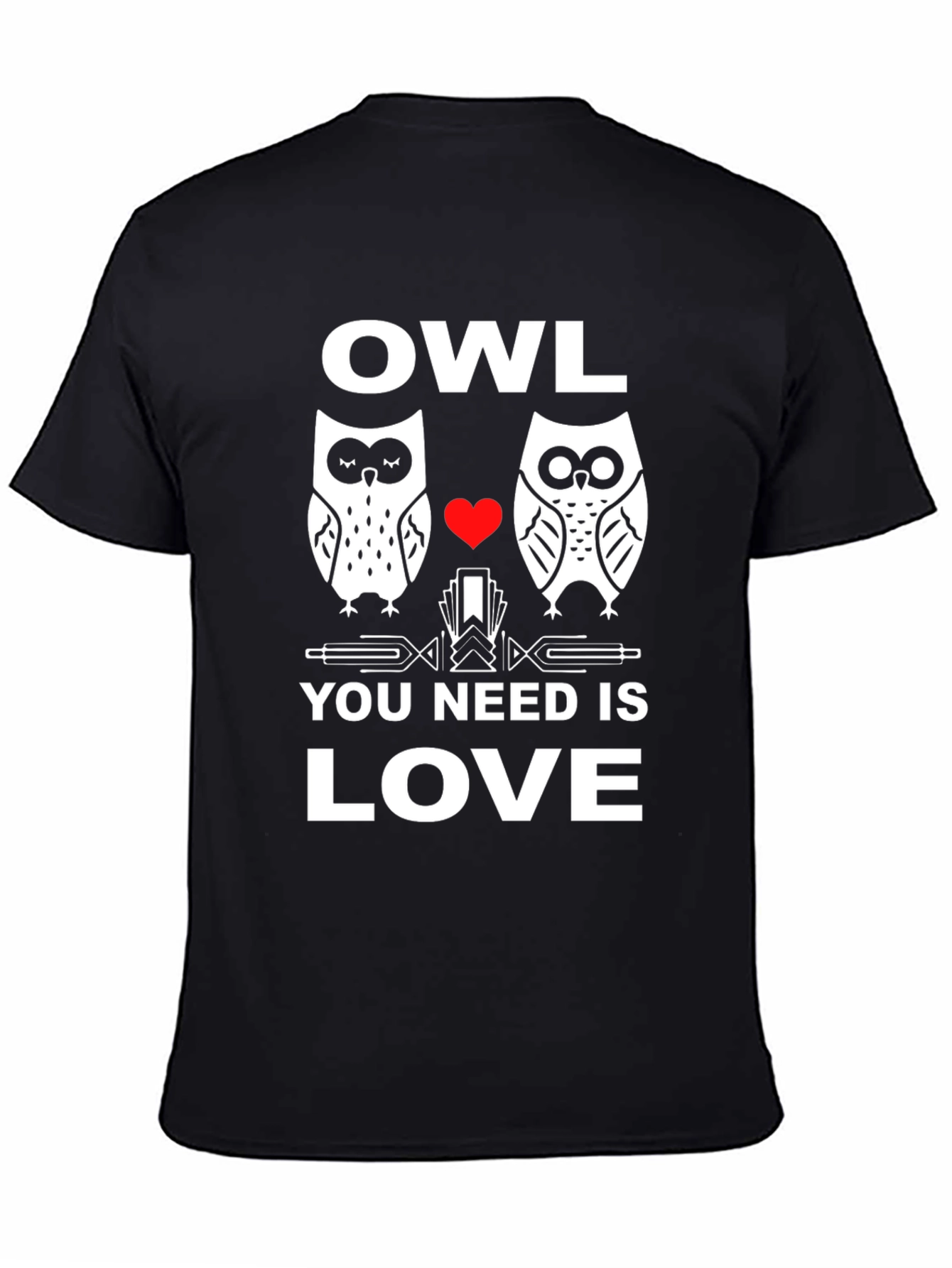 Black Owl You Need Is Love T-Shirt - Black view 4