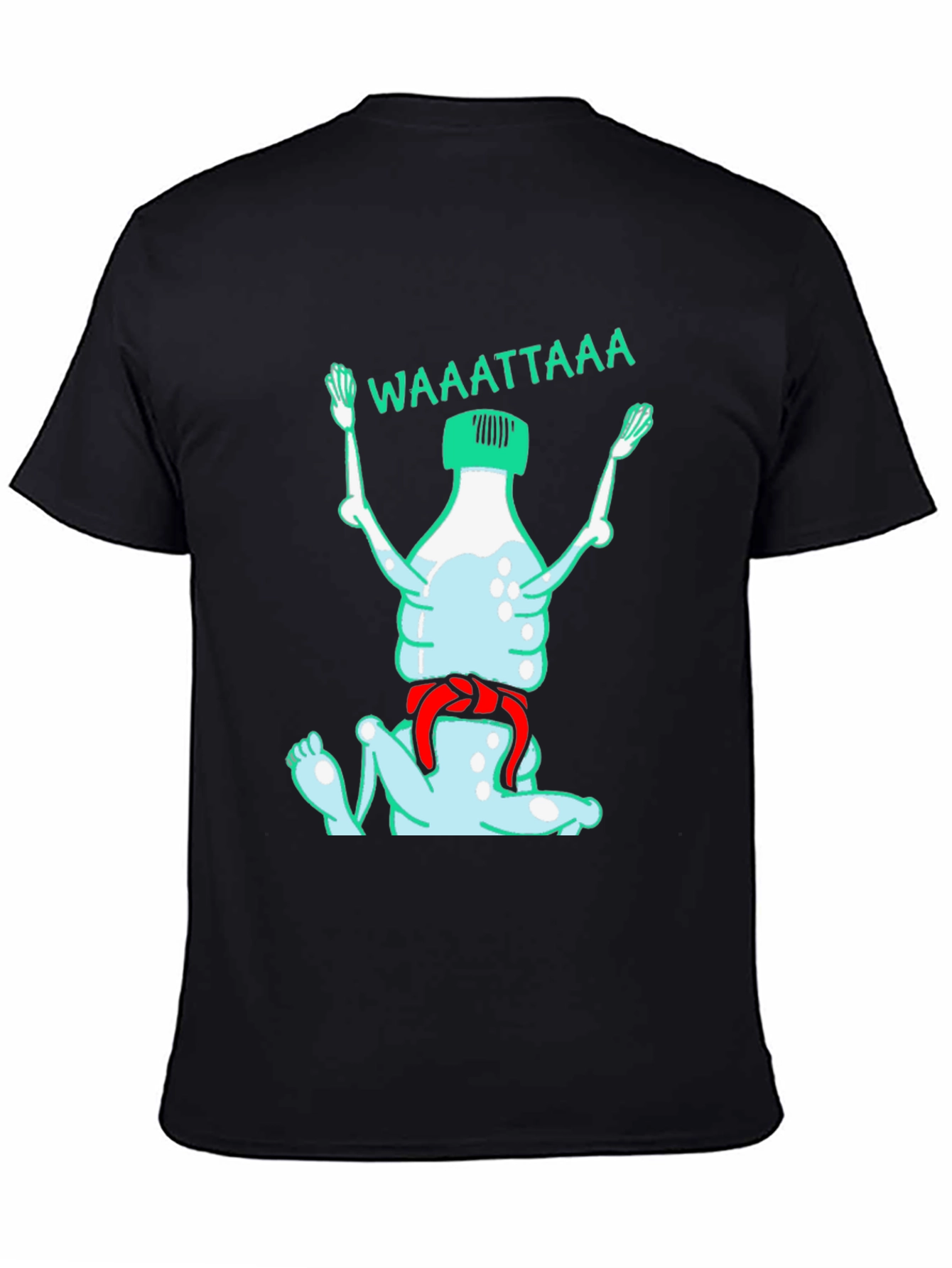 Black Funny Water Bottle Cartoon Graphic T-Shirt view 4