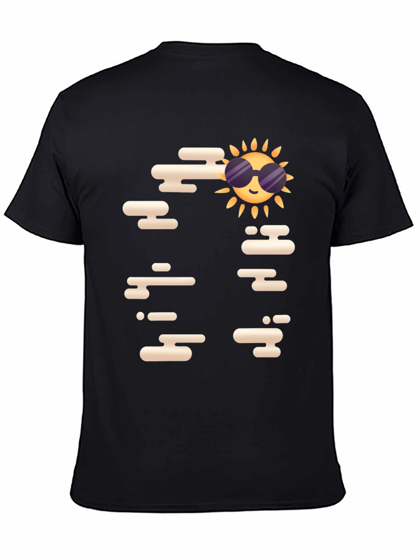 Black Cool Sun Graphic Tee - Black Casual T-Shirt view 4