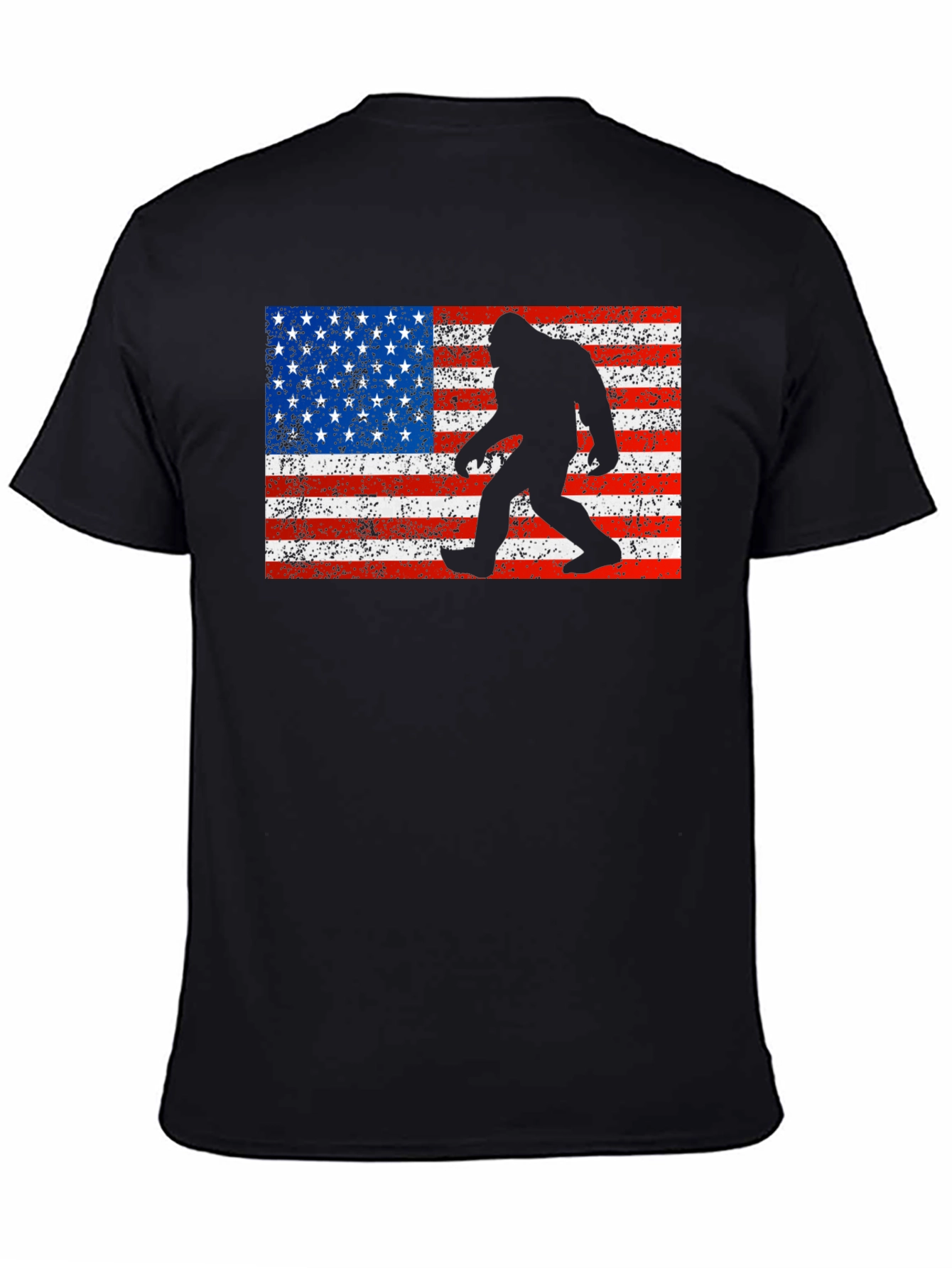 Black Bigfoot American Flag T-Shirt view 4