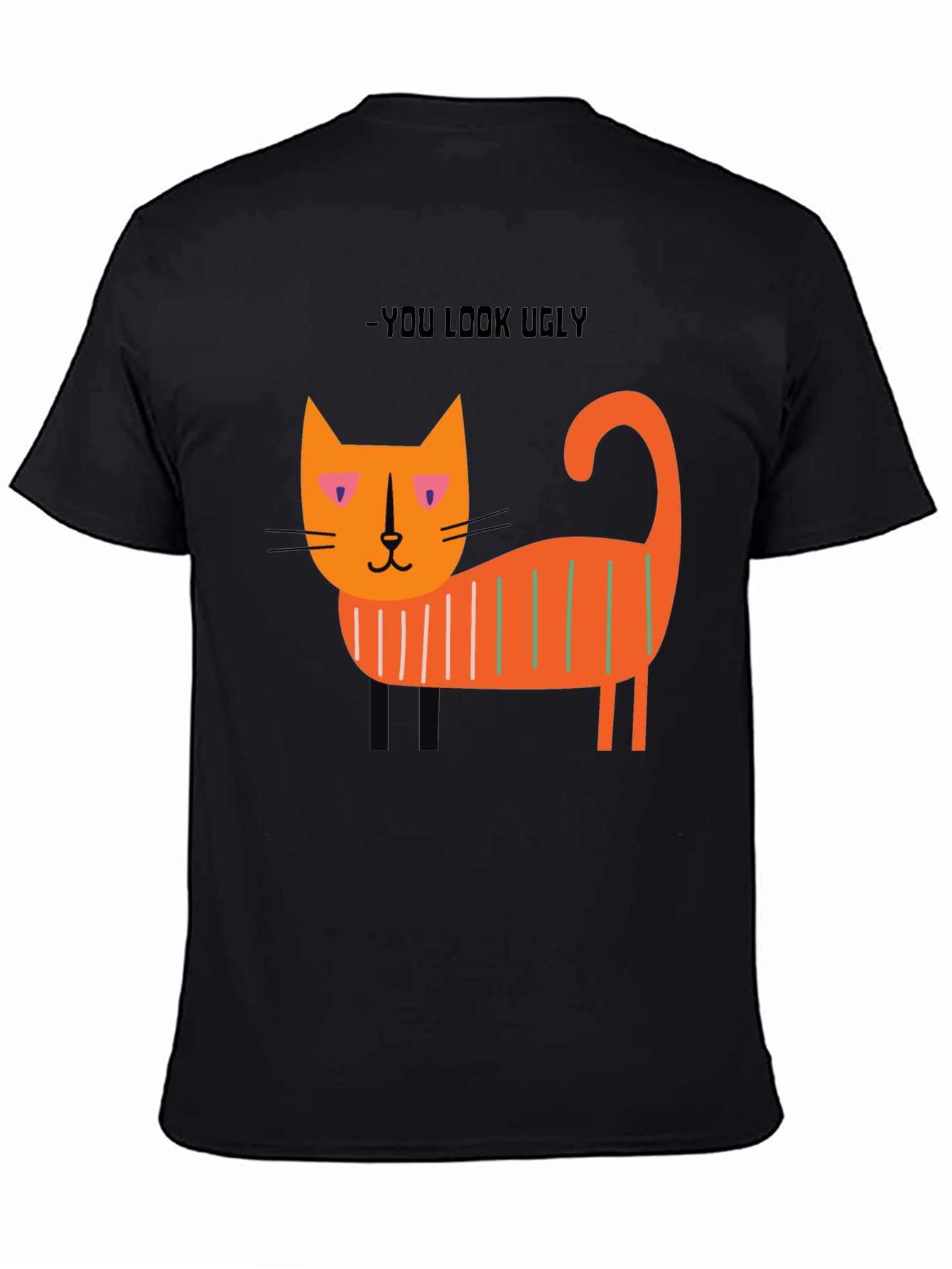 Black Ugly Cat Graphic T-Shirt - Black view 4
