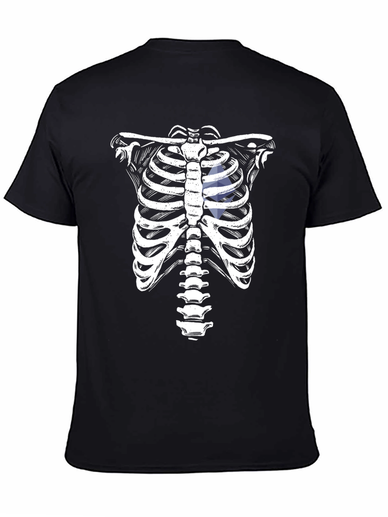 Black Skeleton Rib Cage Graphic Tee - Halloween Costume view 4