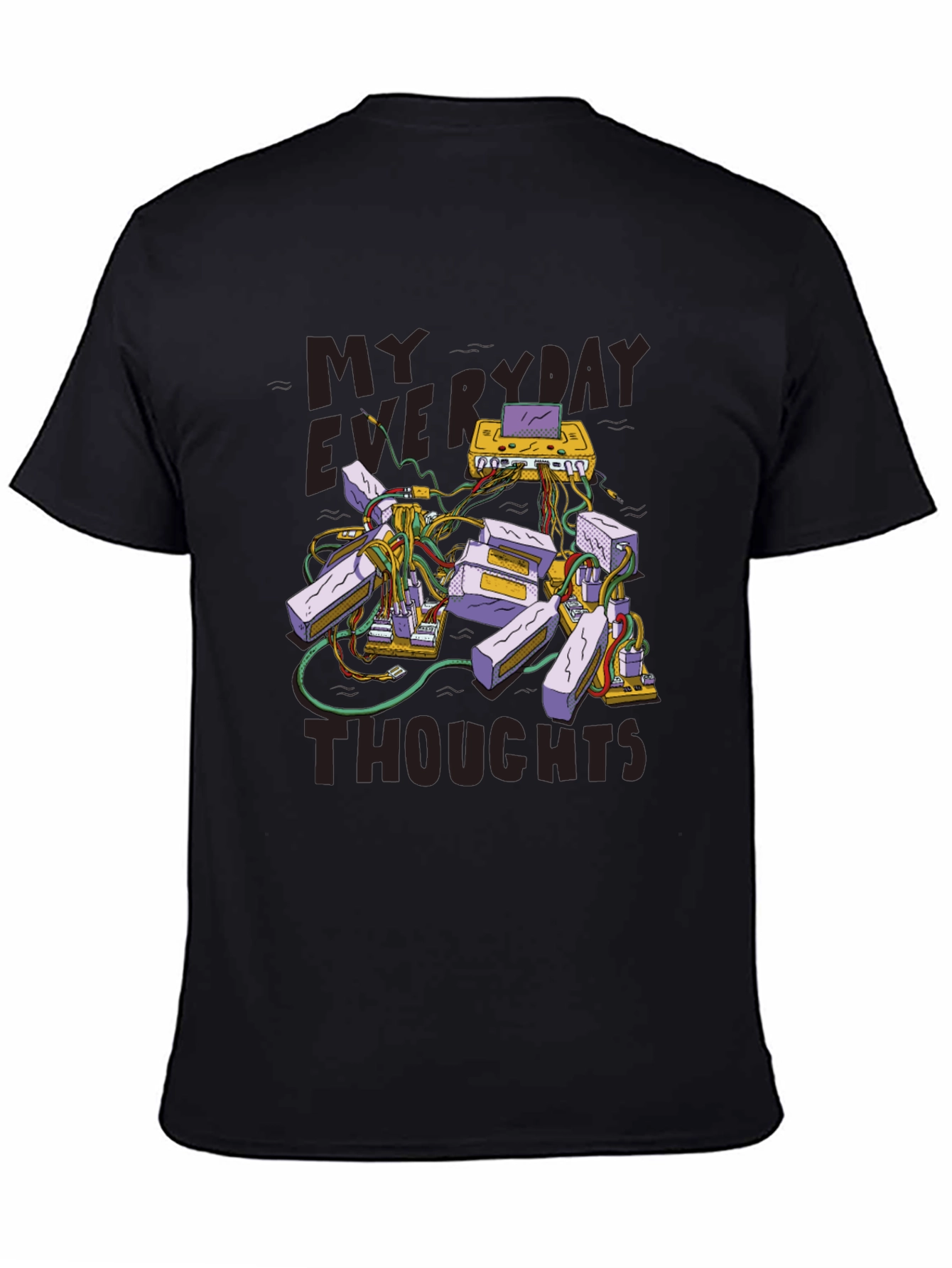 Black Everyday Thoughts Graphic Tee - Brainy Design view 4