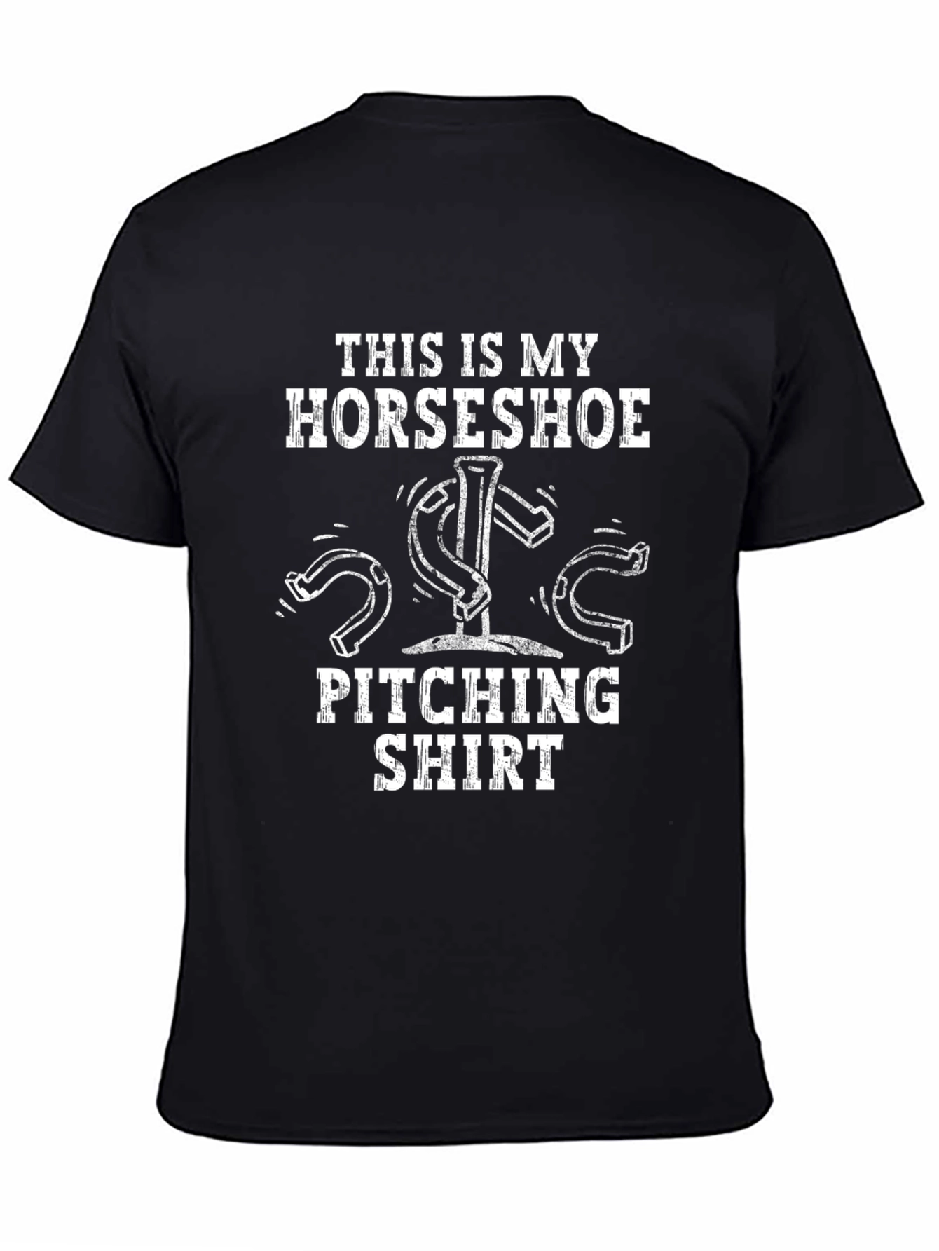 Black Horseshoe Pitching Shirt - Funny T-Shirt  view 4