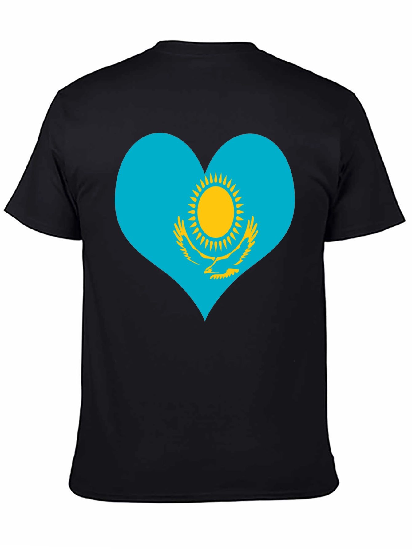 Kazakhstan Heart Flag Graphic Tee - Black - 4