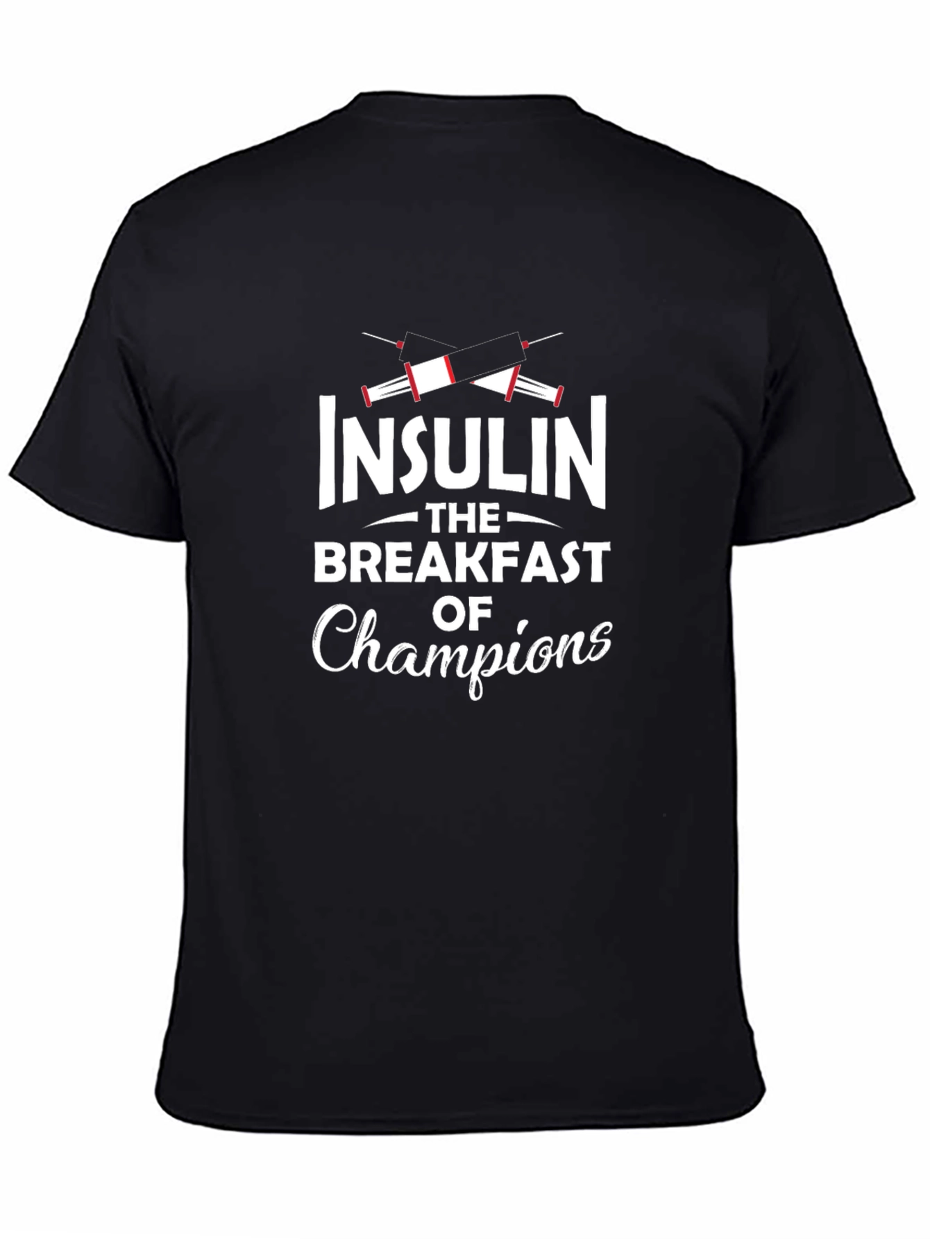 Black Insulin Breakfast of Champions T-Shirt view 4