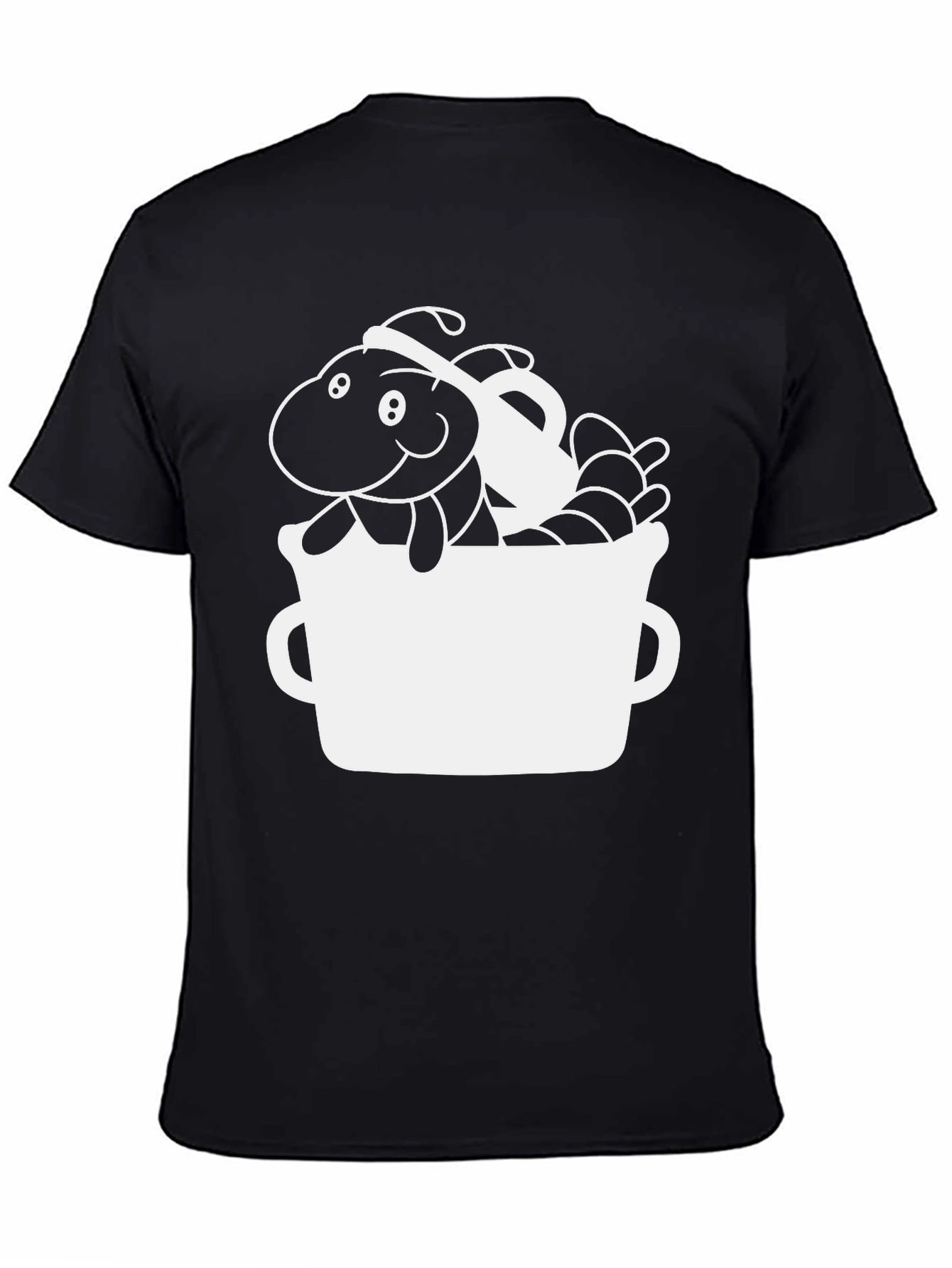 Black Cute Worm in a Mug Graphic T-Shirt view 4