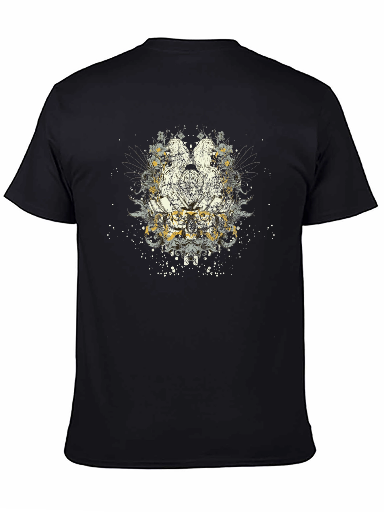 Black Graphic Eagle Print Black T-Shirt view 4
