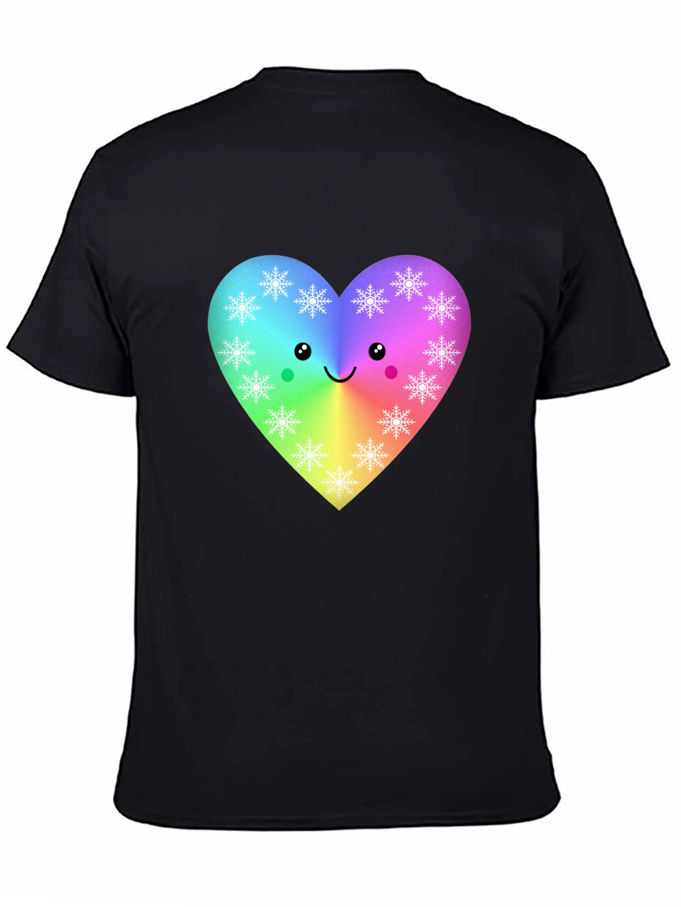 Black Rainbow Heart Snowflake T-Shirt view 4