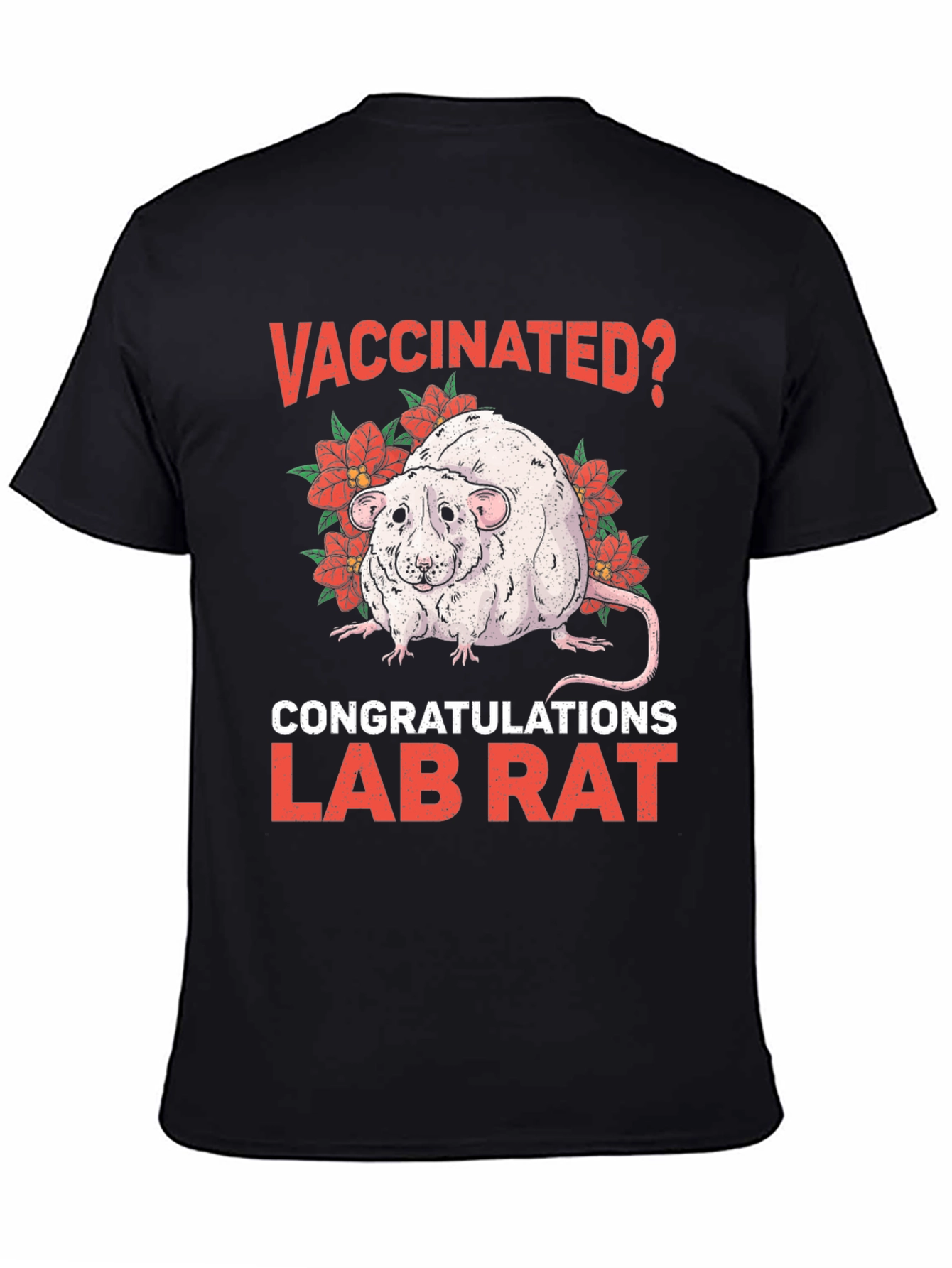 Black Vaccinated Lab Rat Graphic T-Shirt view 4