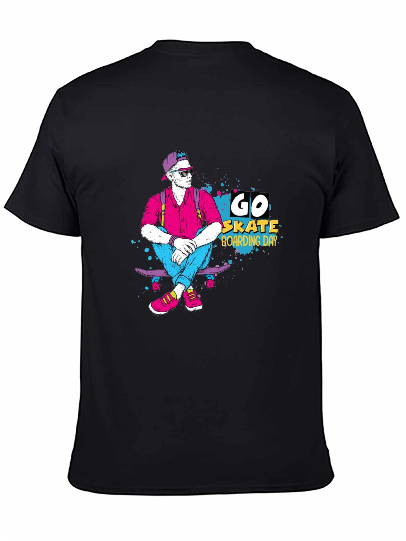 Black Go Skate Boarding Day Black T-Shirt view 4