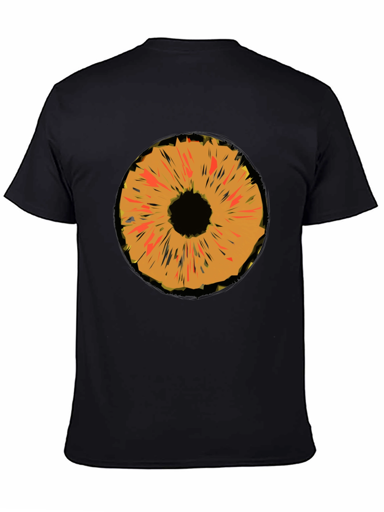 Black Abstract Orange Iris Graphic Black T-Shirt view 4