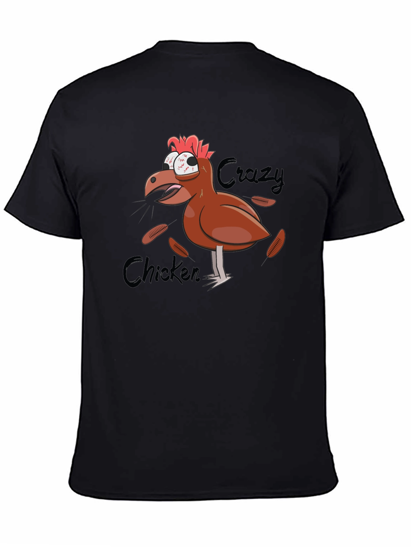 Black Crazy Chicken Graphic T-Shirt - Black view 4