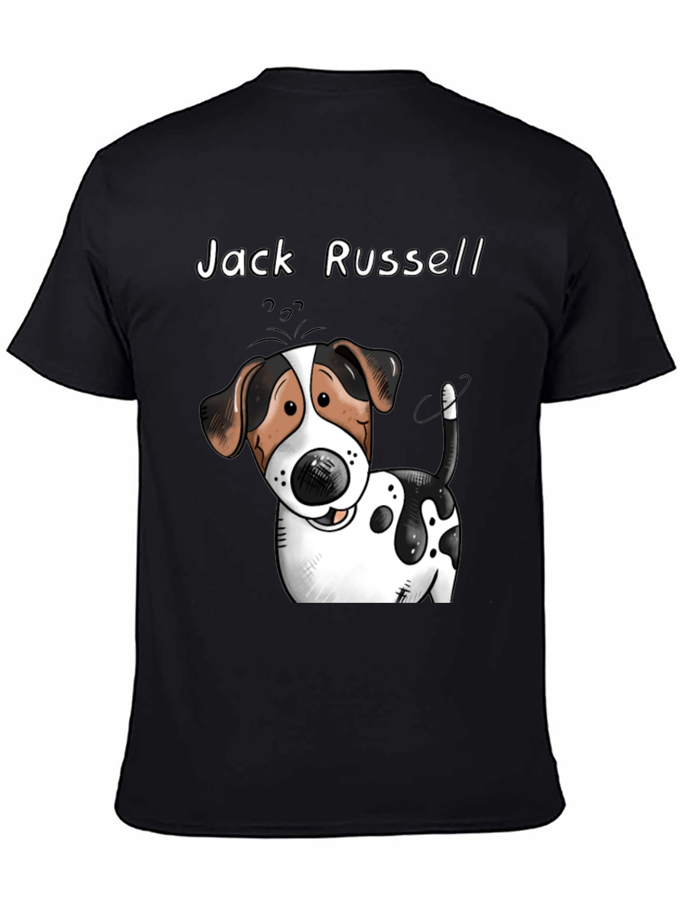 Black Jack Russell Dog Cartoon Graphic T-Shirt view 4