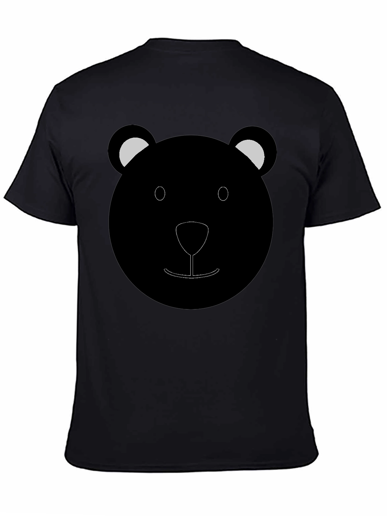 Black Cute Bear Face Graphic T-Shirt - Black view 4