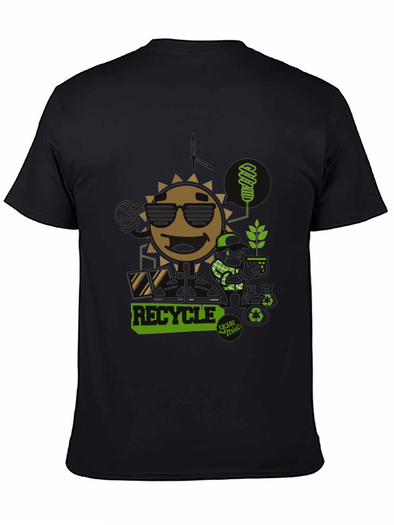Black Eco-Friendly Recycle Graphic T-Shirt - Black view 4