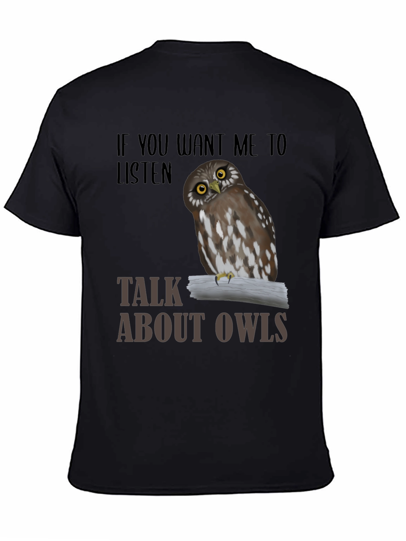 Black Talk About Owls T-Shirt, Funny Owl Lover Tee view 4