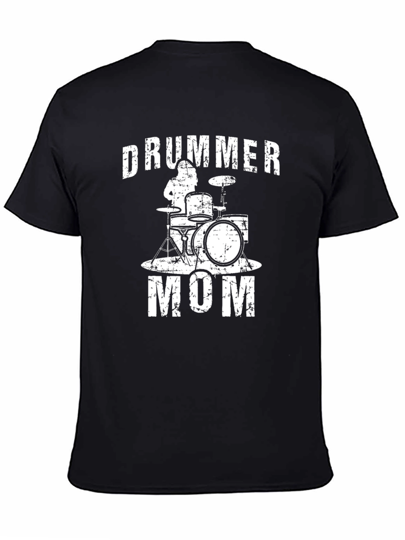 Black Drummer Mom Graphic T-Shirt - Black view 4