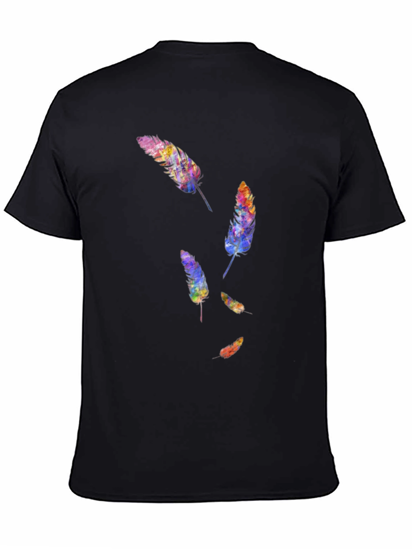 Black Feather Print Black T-Shirt view 4