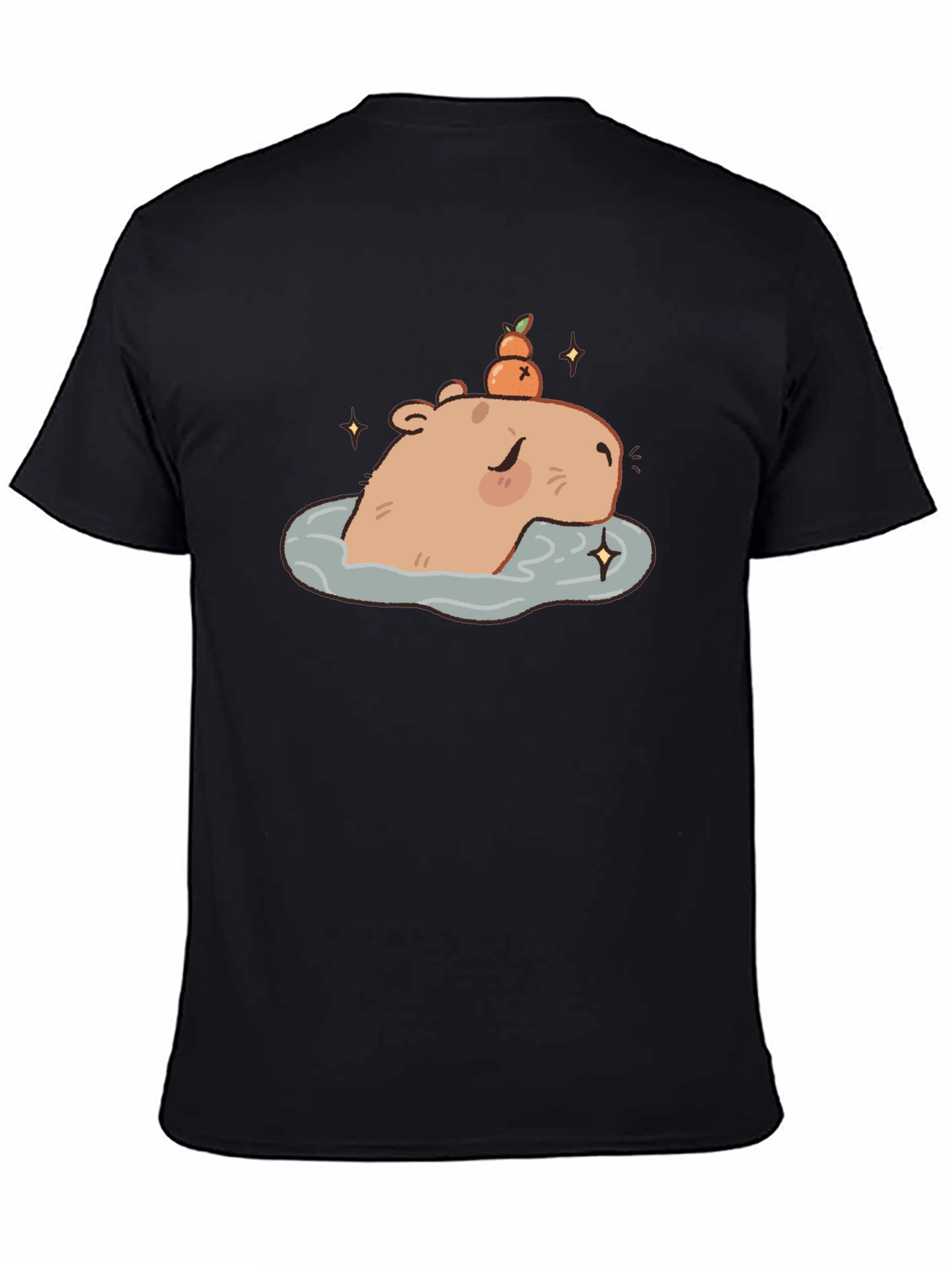 Black Capybara Relaxing T-Shirt - Cute Cartoon Tee view 4