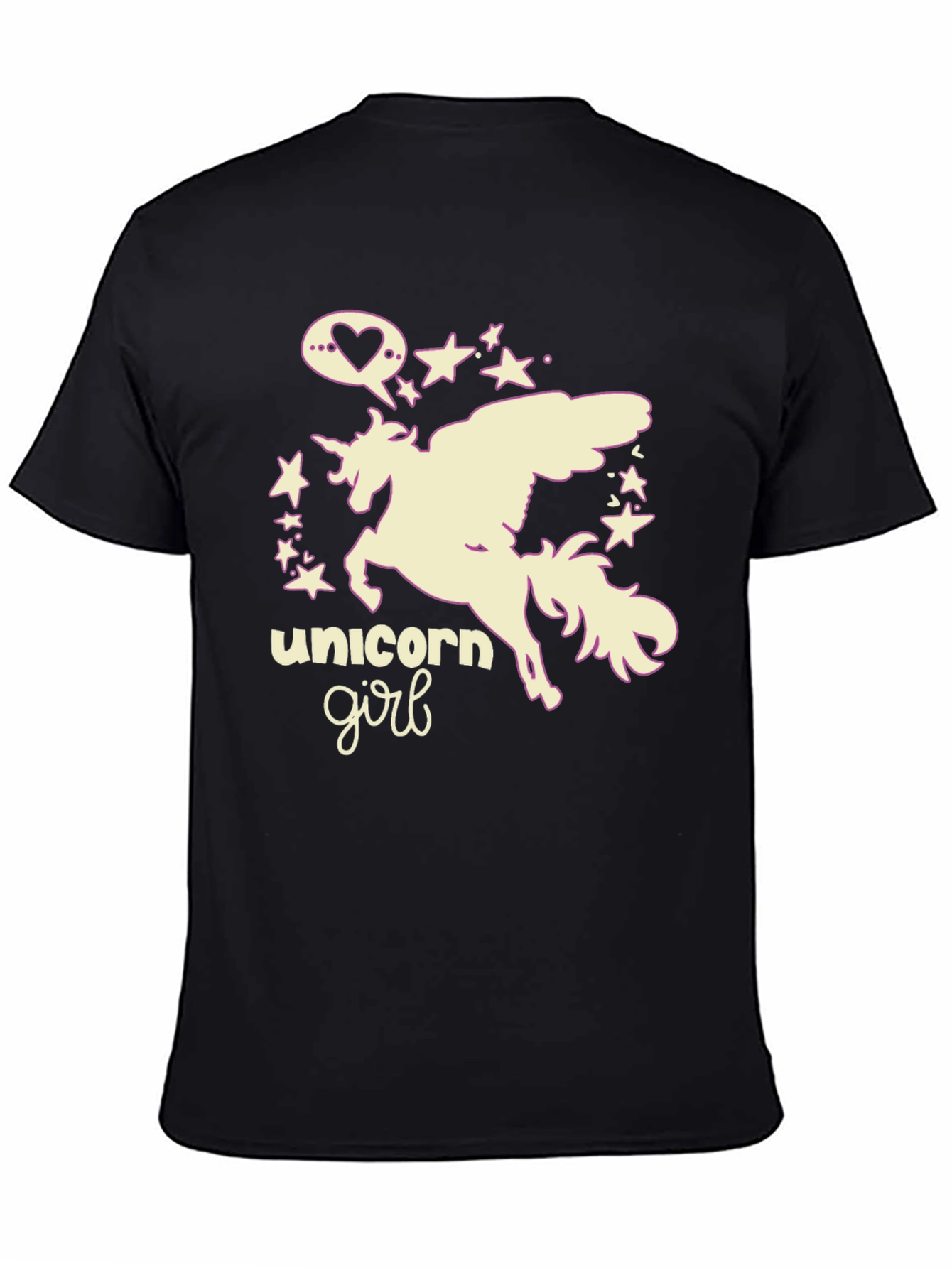 Black Unicorn Girl Black Graphic Tee view 4
