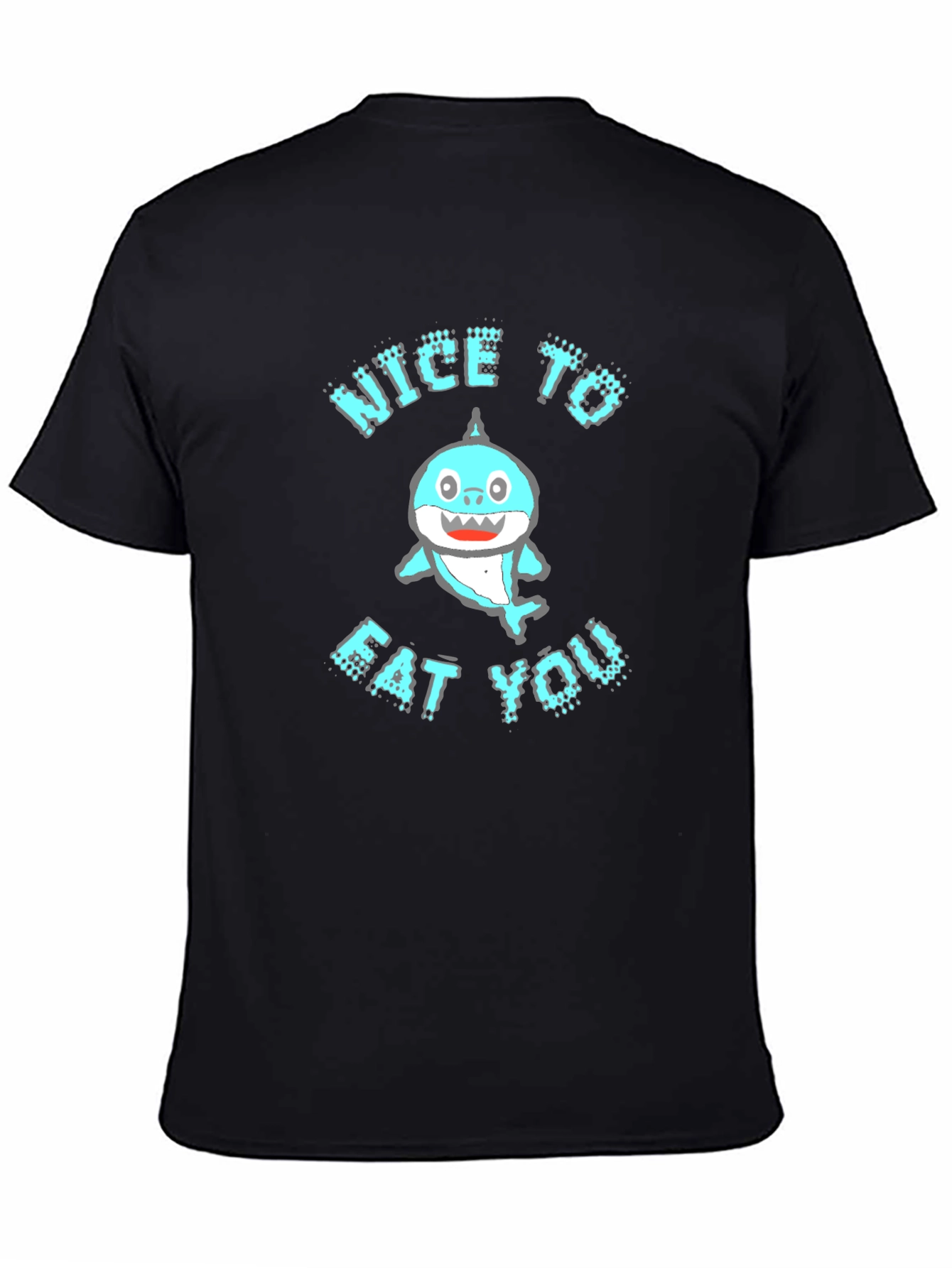 Black Funny Shark 'Nice to Eat You' Graphic Tee view 4
