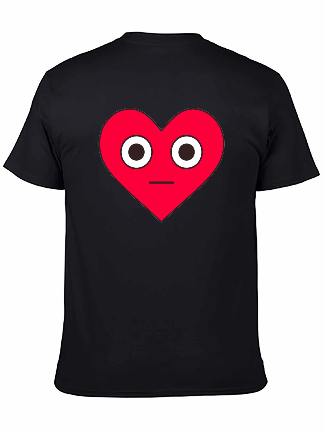 Black Red Heart Face Graphic Black T-Shirt view 4