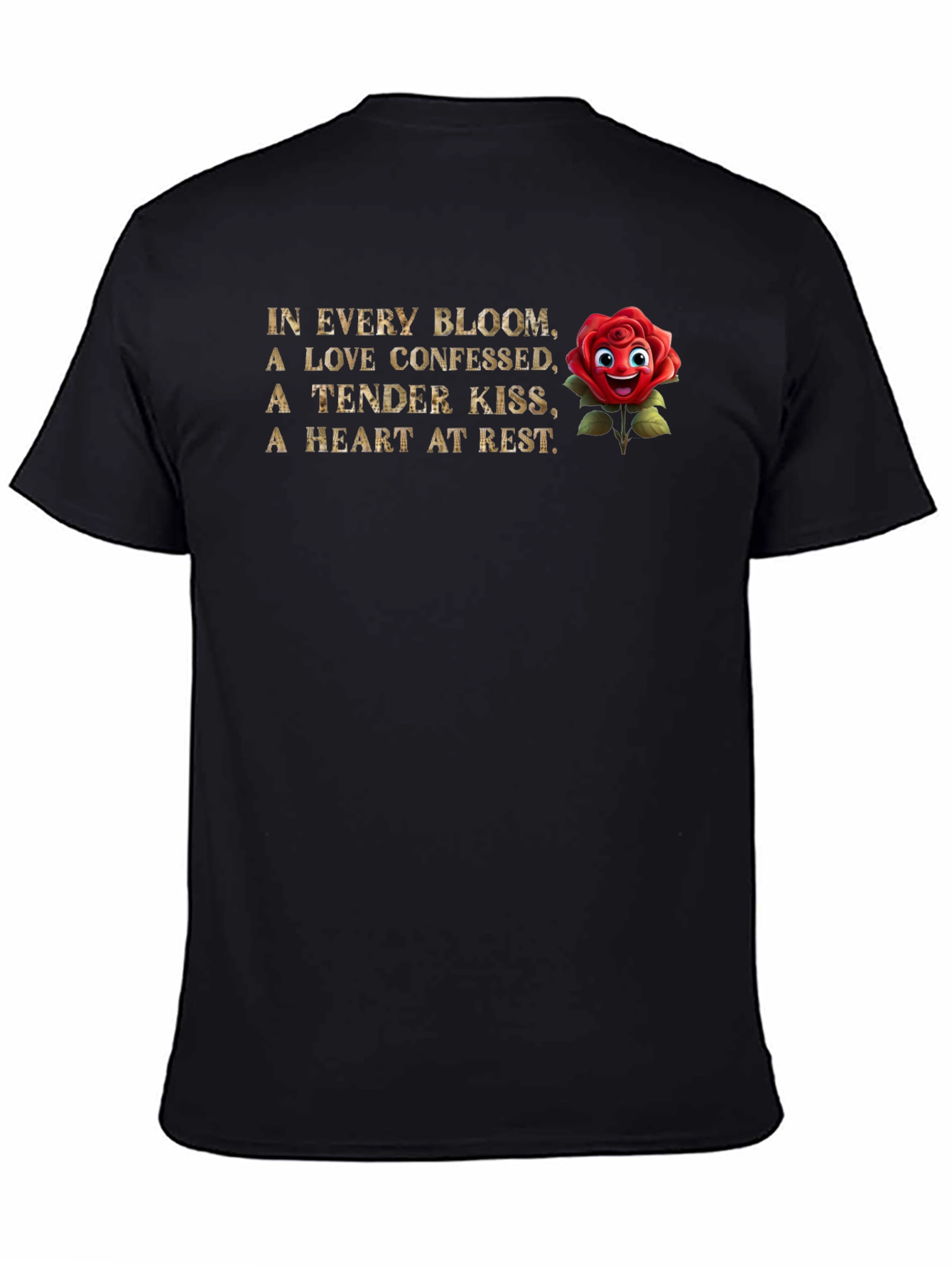 Black Romantic Rose T-Shirt: Love Confessed Graphic Tee view 4
