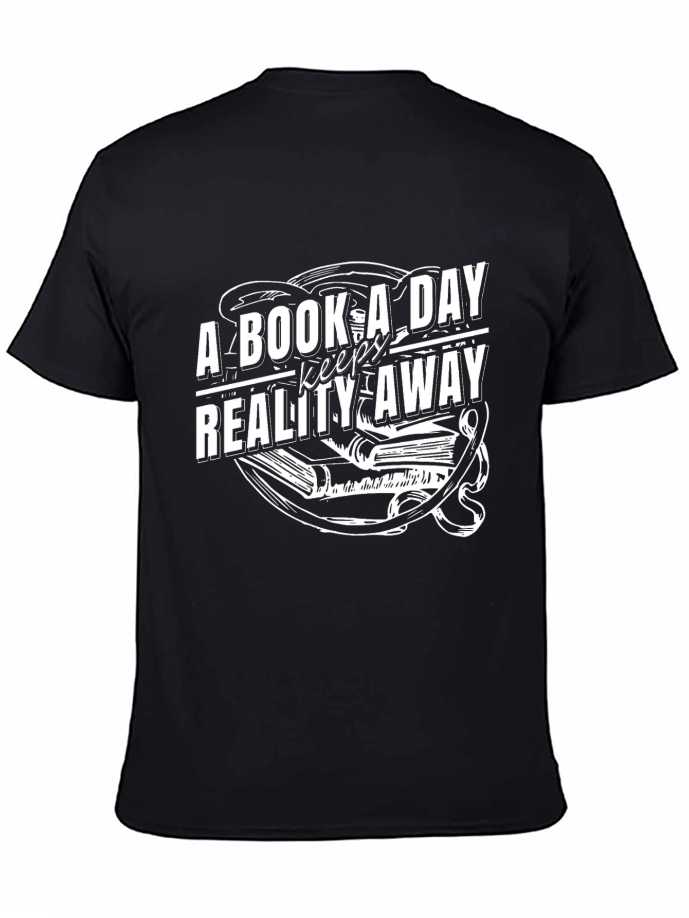 Black Book A Day Keeps Reality Away T-Shirt view 4