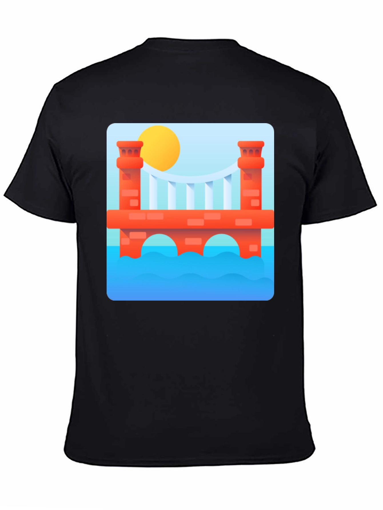 Black Abstract Bridge Graphic T-Shirt view 4