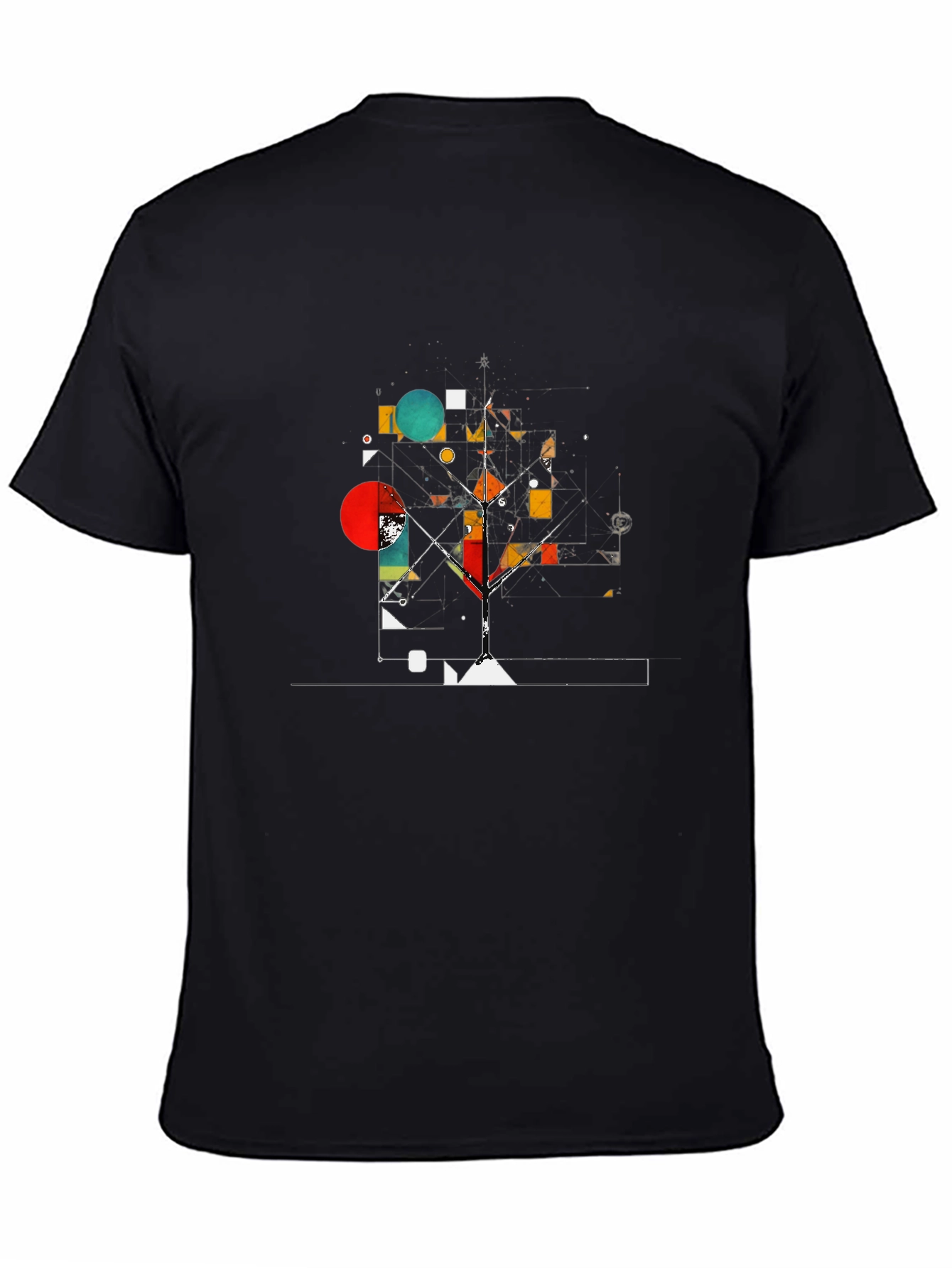 Black Abstract Geometric Art Tee view 4