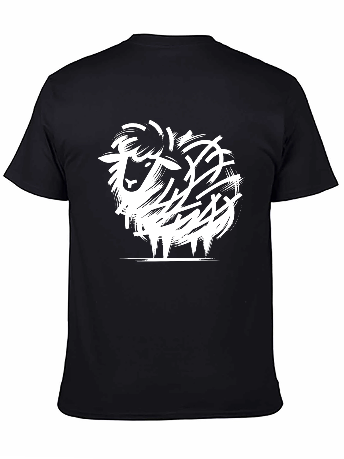 Black Abstract Sheep Graphic Tee - Black Cotton Blend view 4