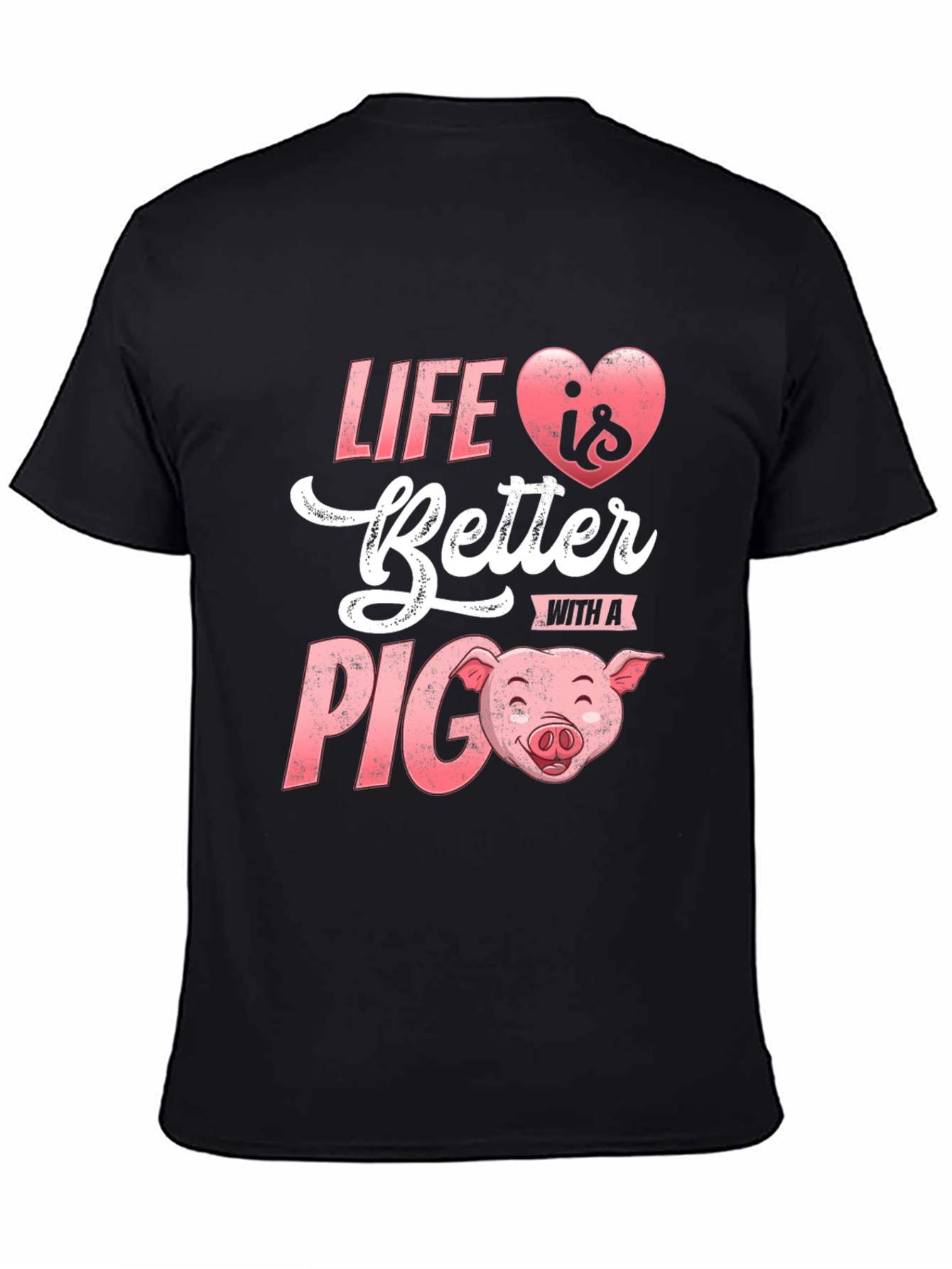 Black Life Is Better With A Pig Graphic T-Shirt view 4