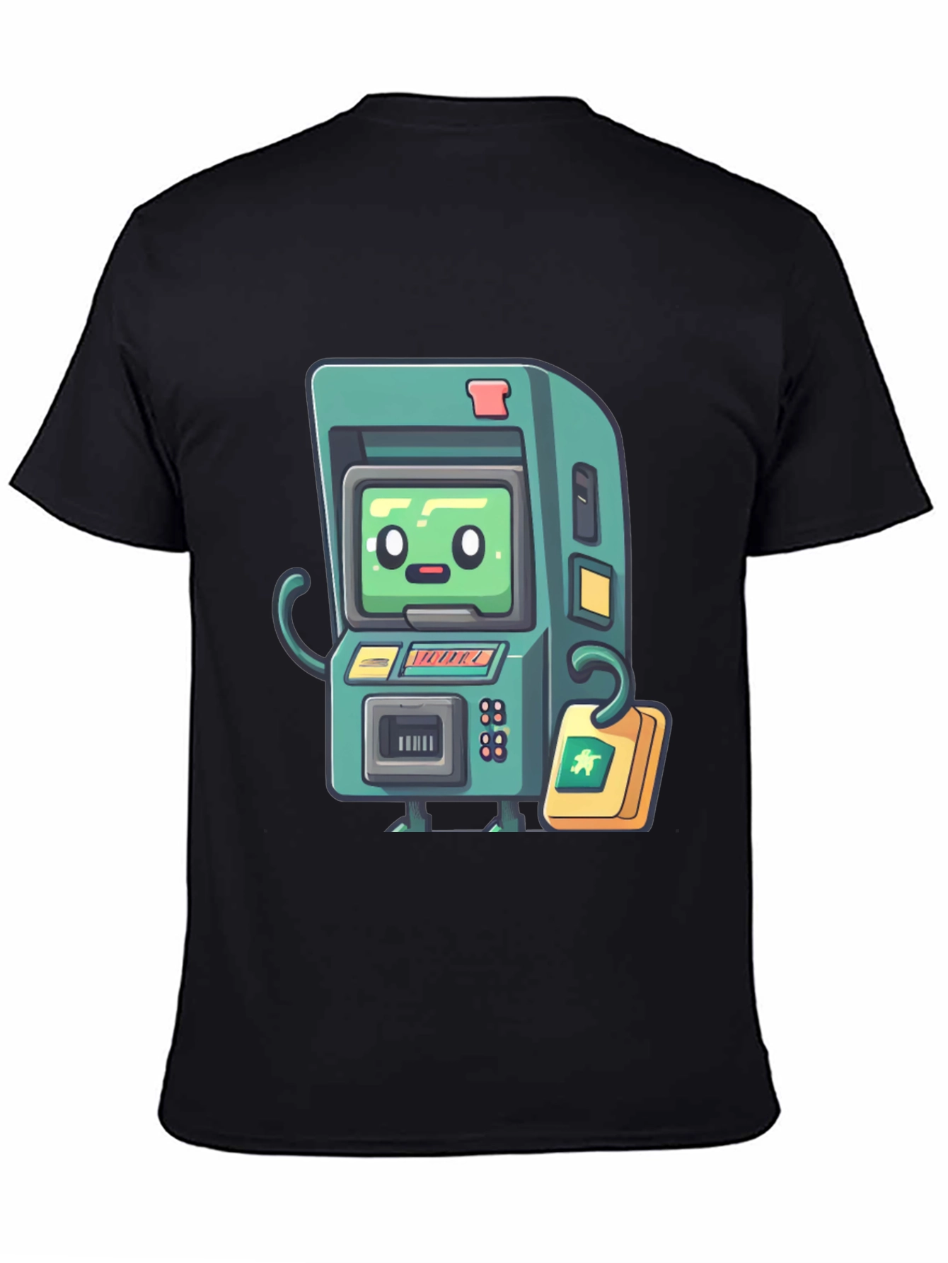 Black Retro Arcade Game T-Shirt - Black Cotton Tee view 4
