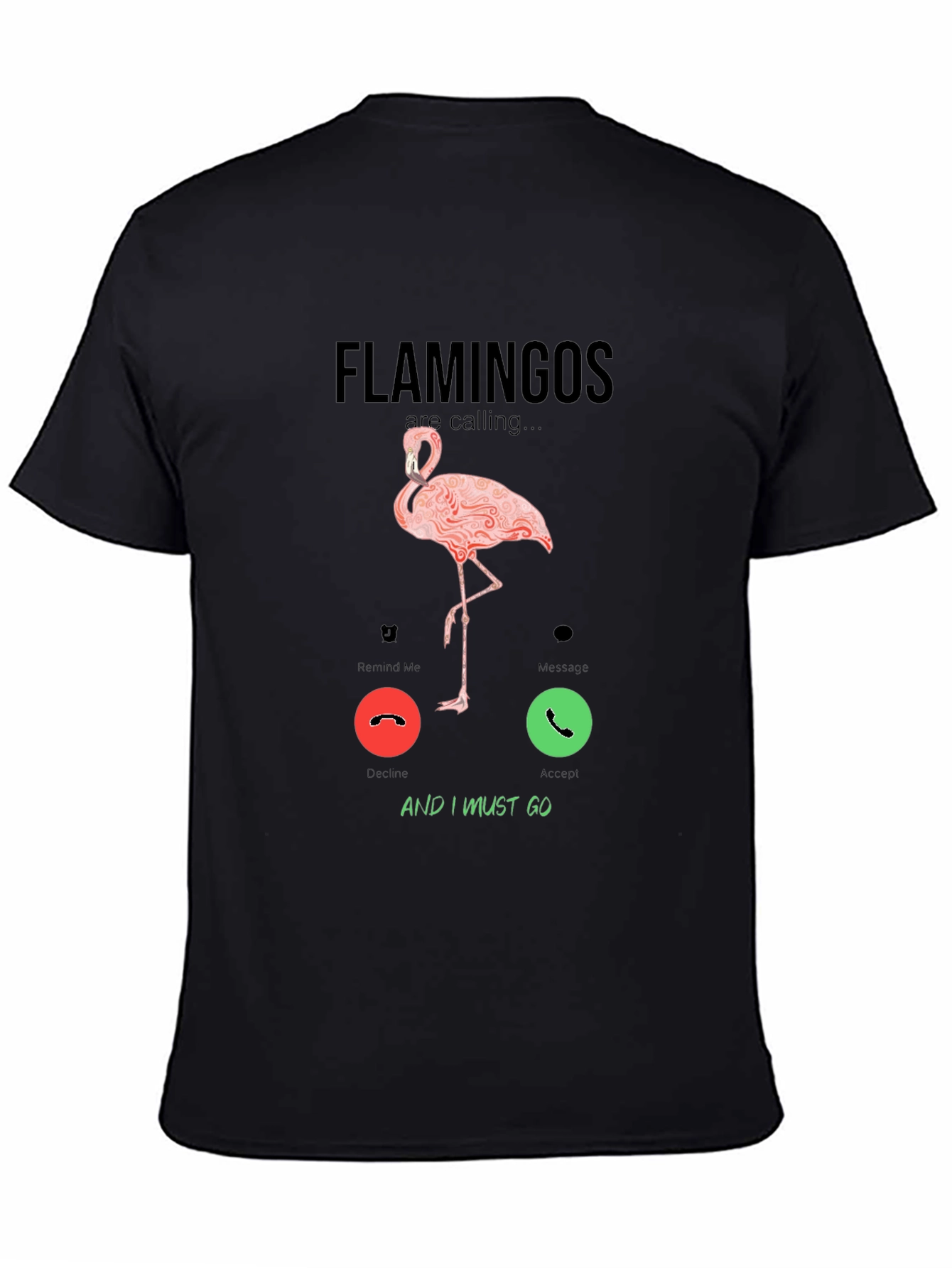 Black Flamingo Calling Graphic T-Shirt view 4