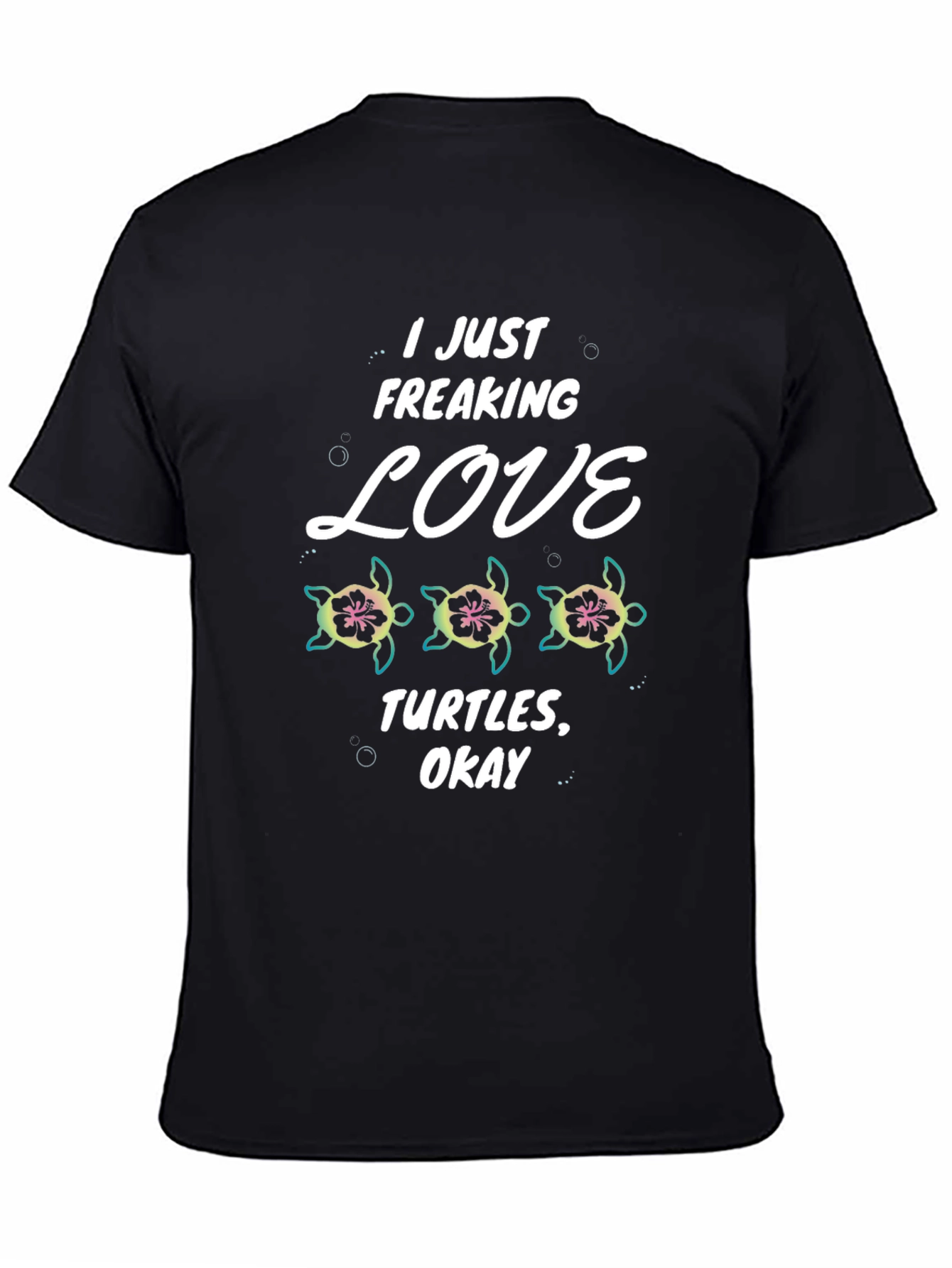 Black I Love Turtles T-Shirt view 4