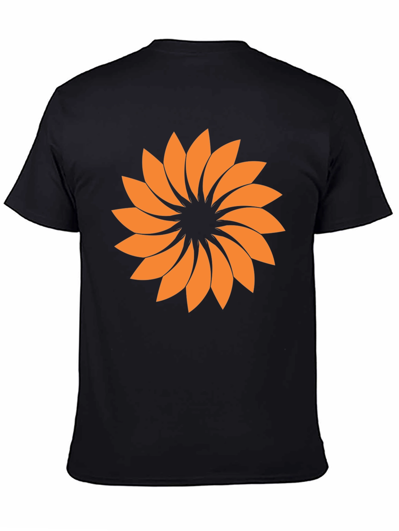 Black Abstract Orange Flower Graphic T-Shirt - Casual Style view 4