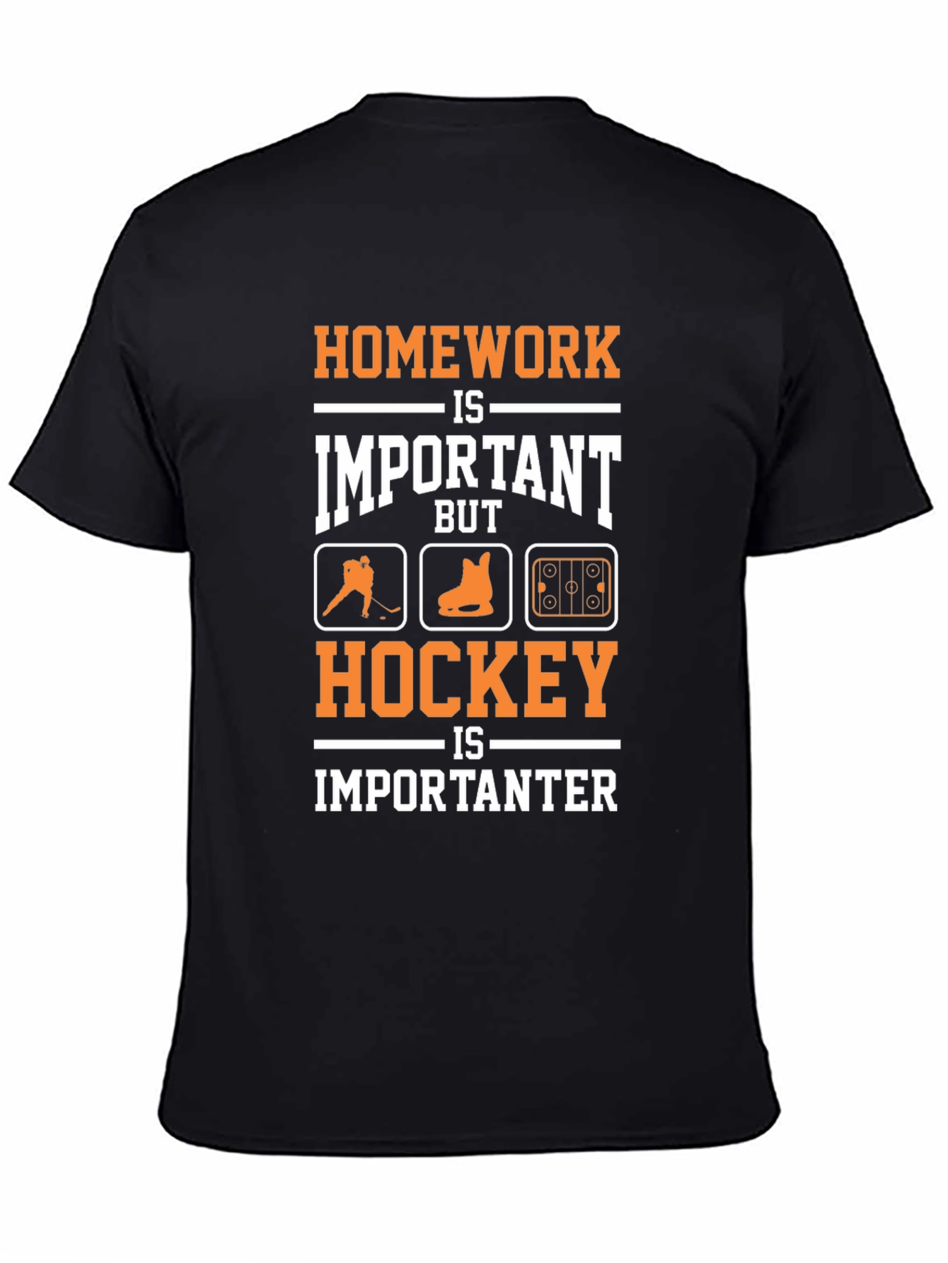 Black Homework Important? Hockey Importanter T-Shirt view 4
