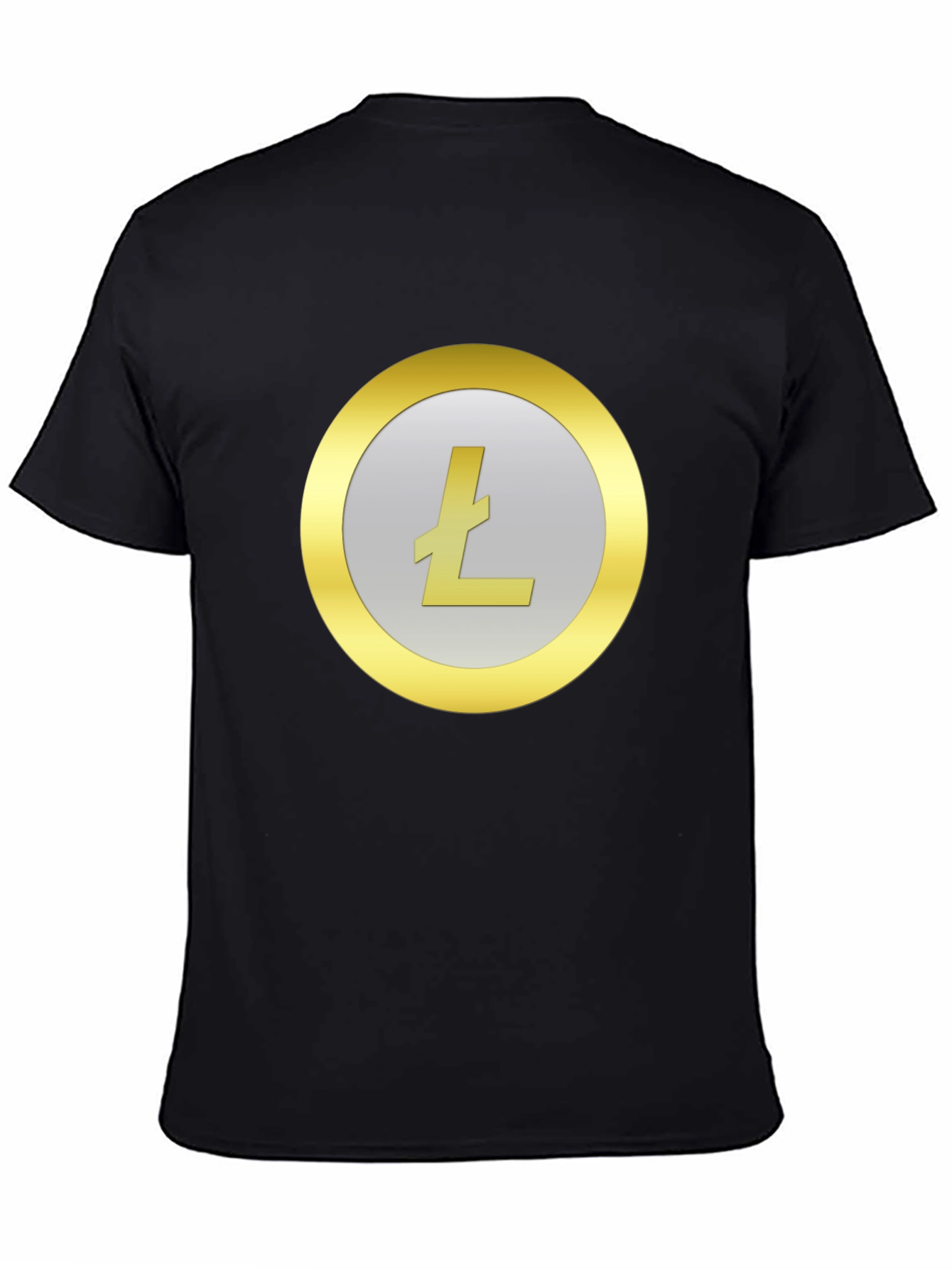 Black Litecoin Crypto Logo Black T-Shirt view 4